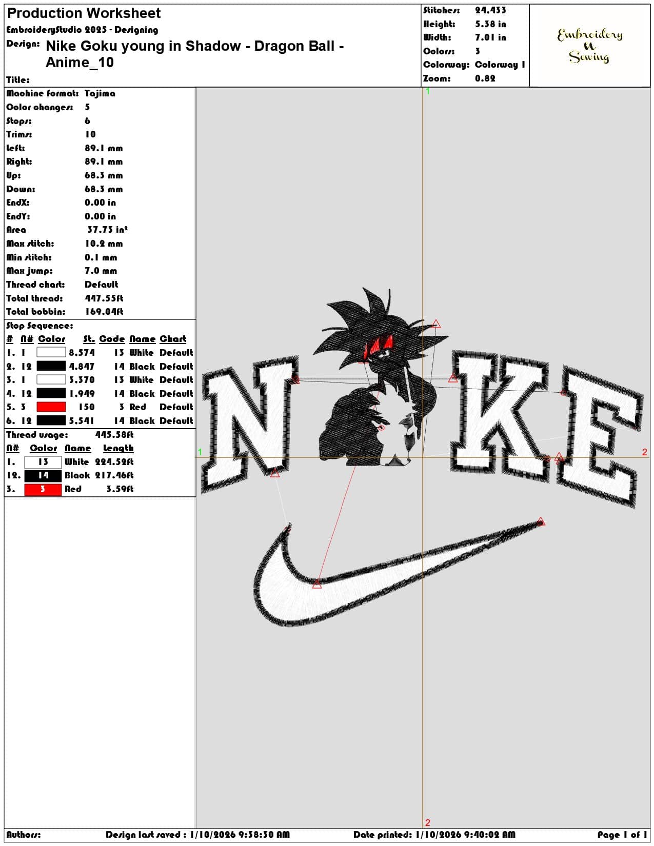 Nike Goku young in Shadow Dragon Ball Anime - Elegant embroidery design file - instant download — view 3