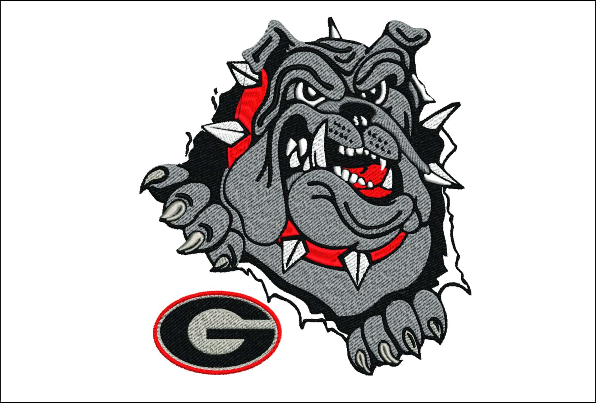 Georgia Athletics Football Bulldog Snarl embroidery design - University of Georgia