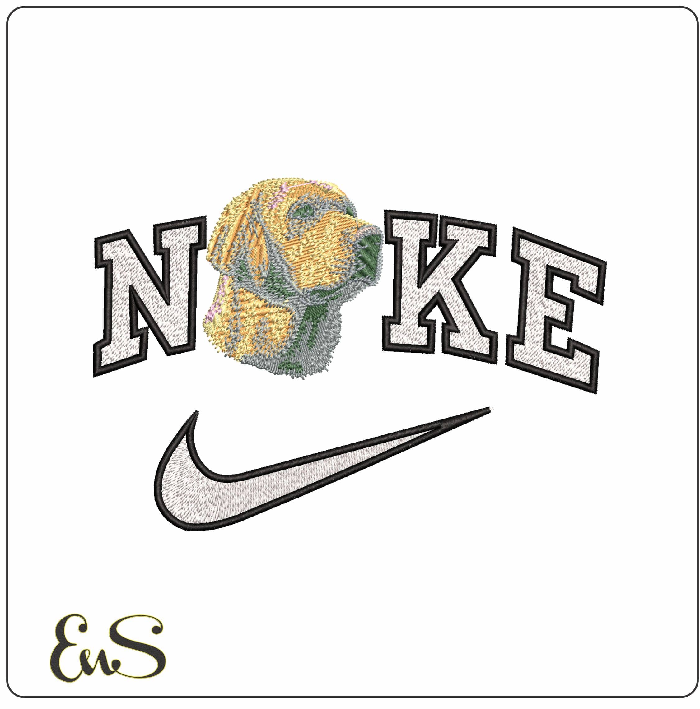 Nike Golden Labrador dog Head - Elegant embroidery design file - instant download