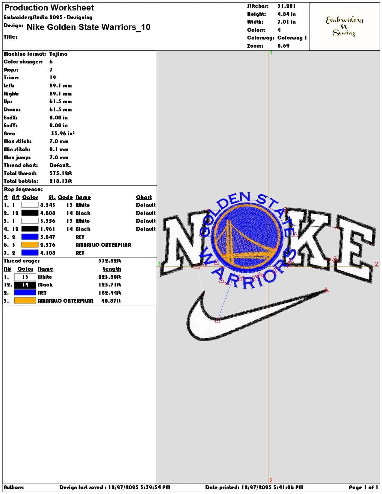 Nike Golden State Warriors - Elegant embroidery design file - instant download — view 3