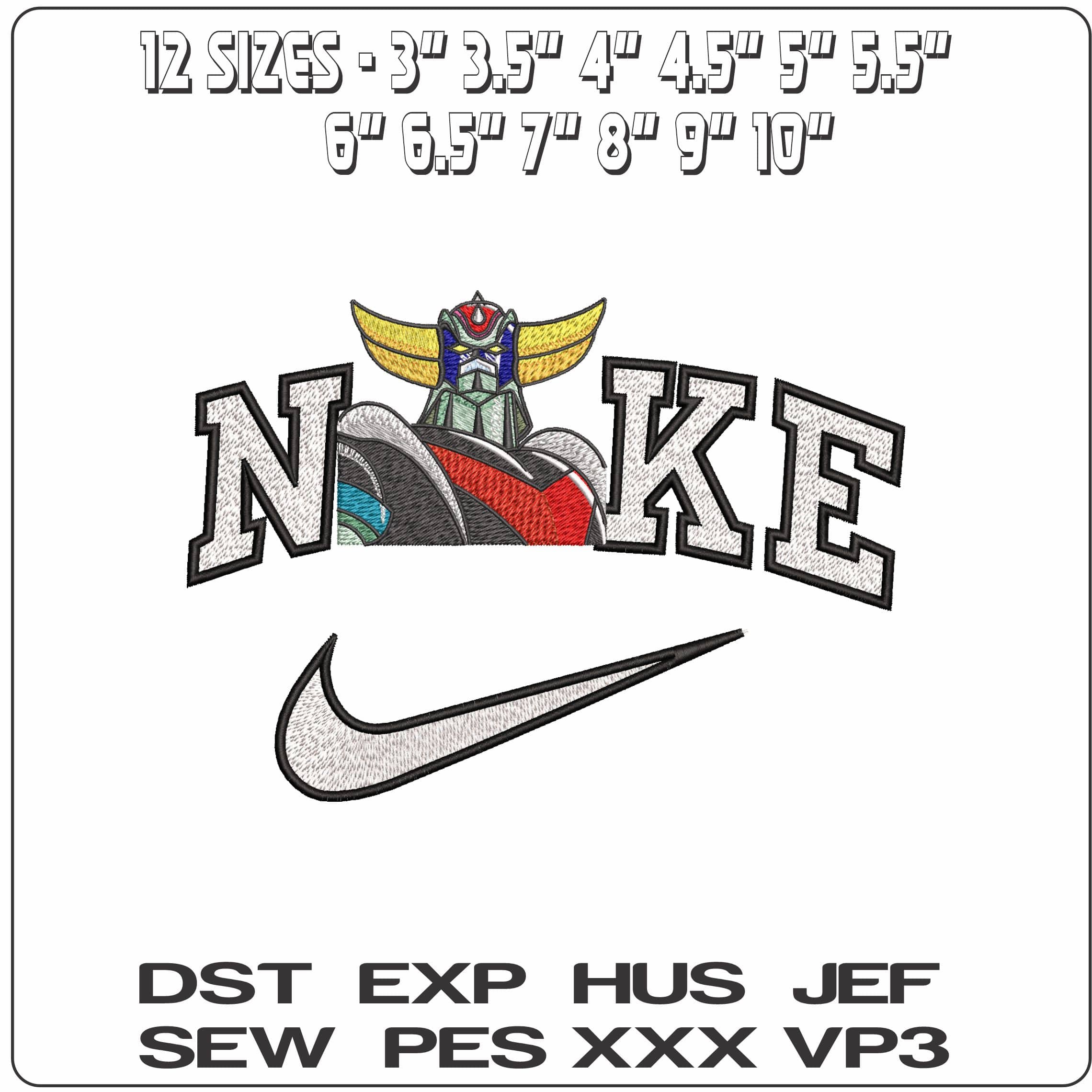 Nike Goldorak Torso UFO Robot Grendizer Anime - Elegant embroidery design file - instant download — view 2