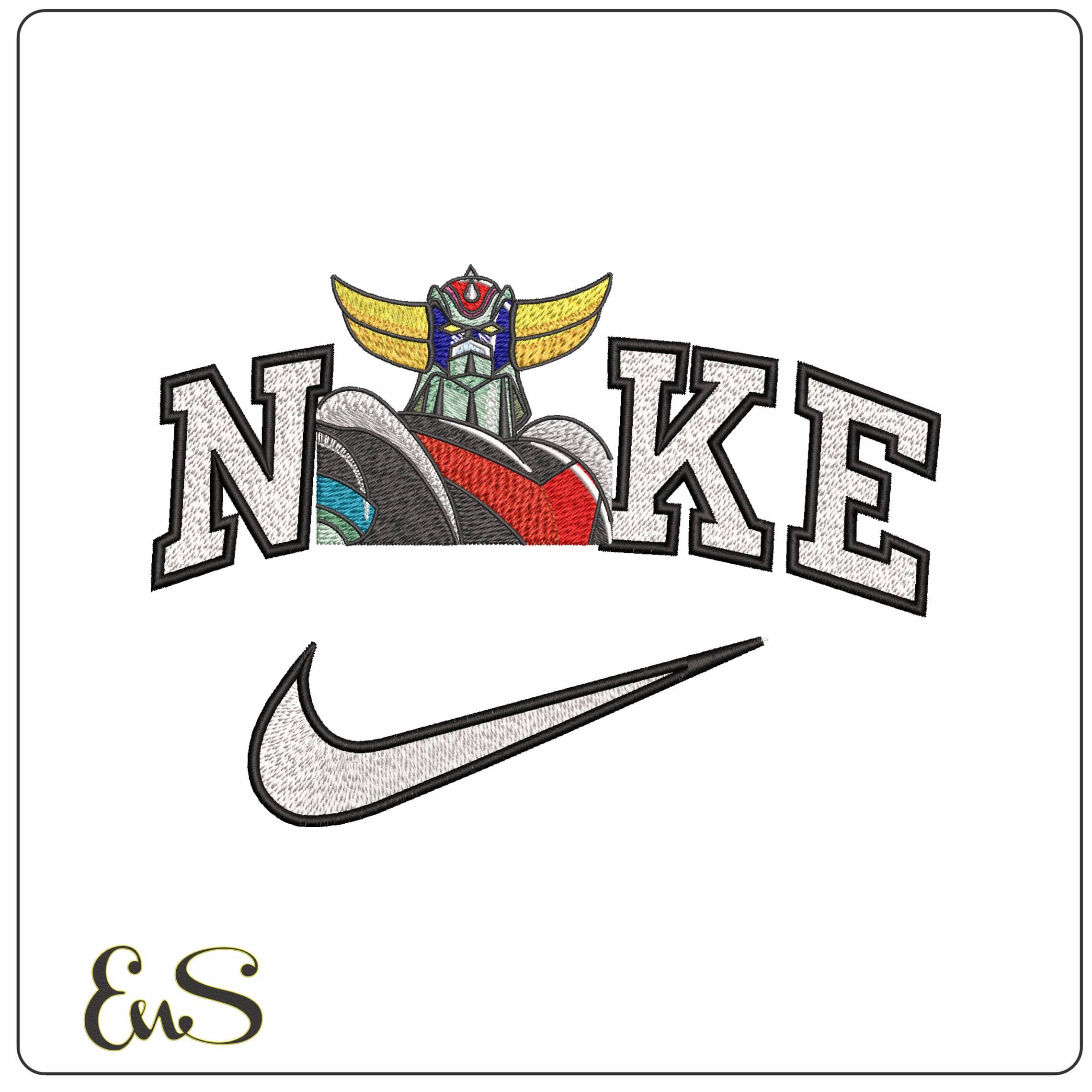 Nike Goldorak Torso UFO Robot Grendizer Anime - Elegant embroidery design file - instant download