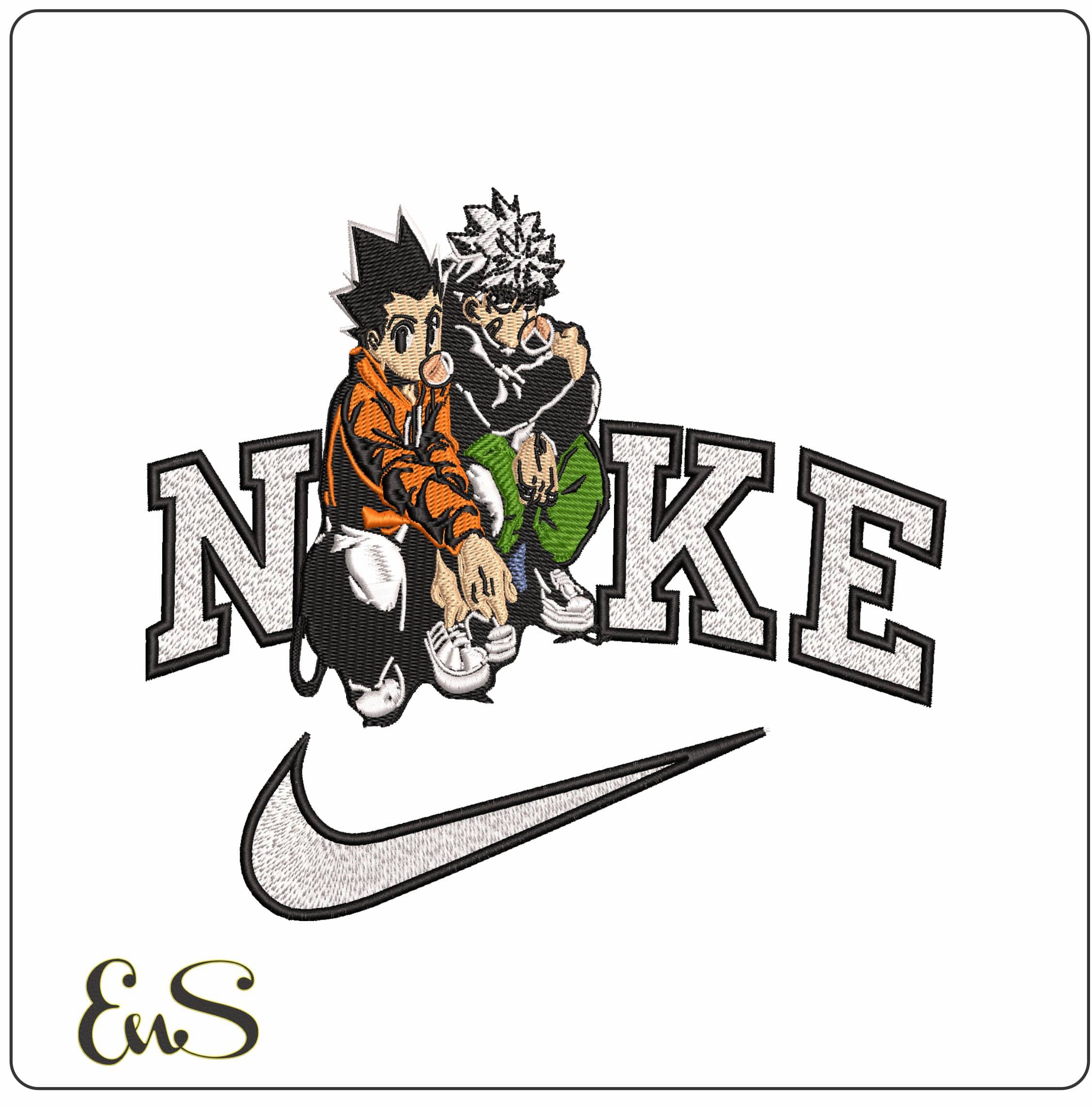 Nike Gon Freecss Killua Zoldyck Hunter x Hunter Anime - Elegant embroidery design file - instant download