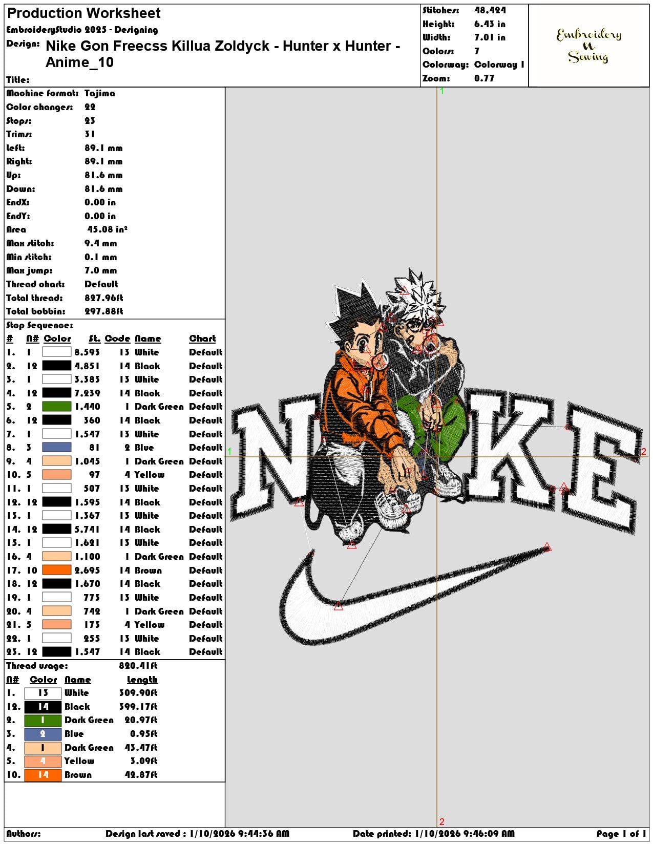 Nike Gon Freecss Killua Zoldyck Hunter x Hunter Anime - Elegant embroidery design file - instant download — view 3