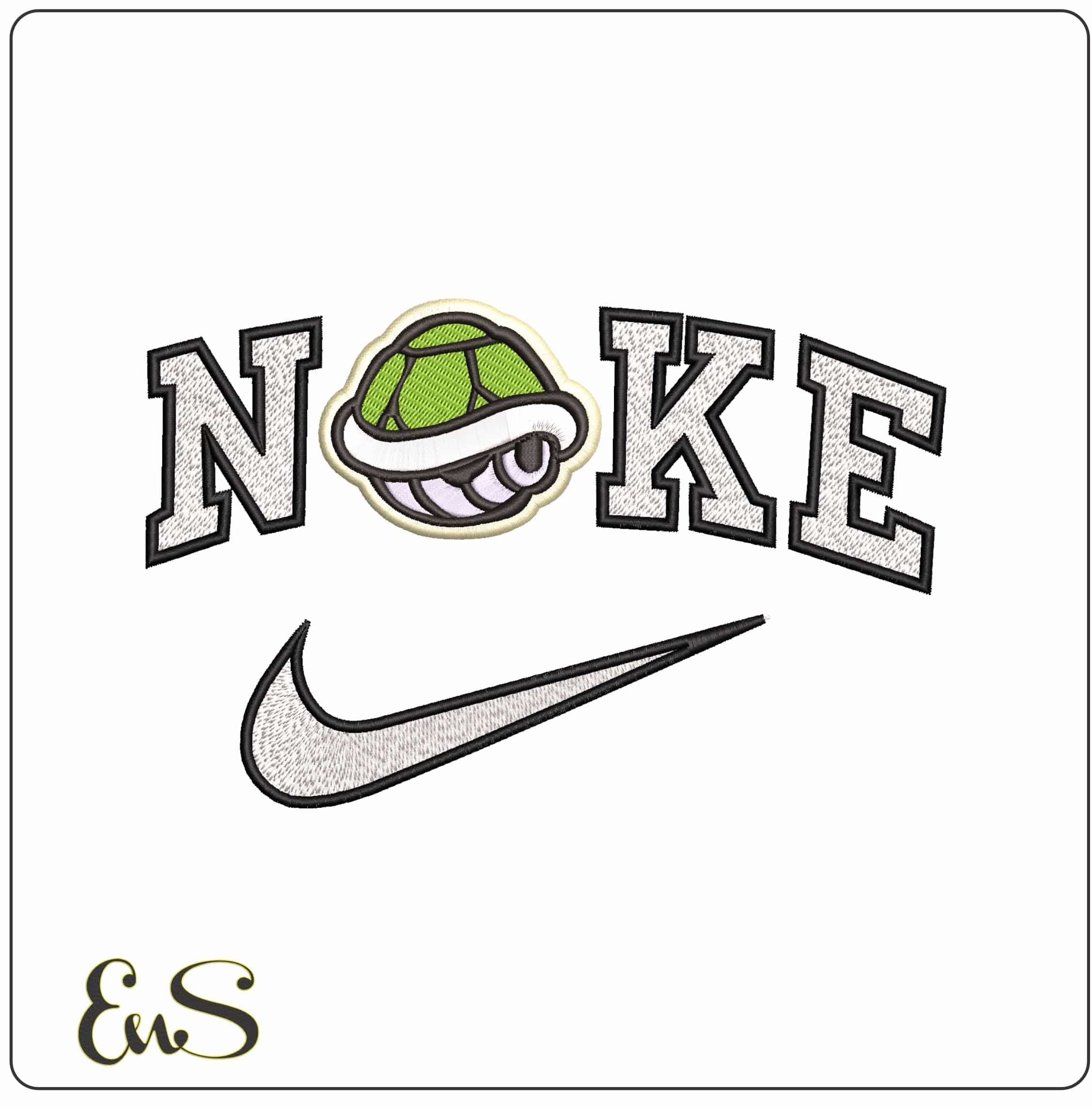Nike Green Turtle Shell Super Mario Bros - Elegant embroidery design file - instant download