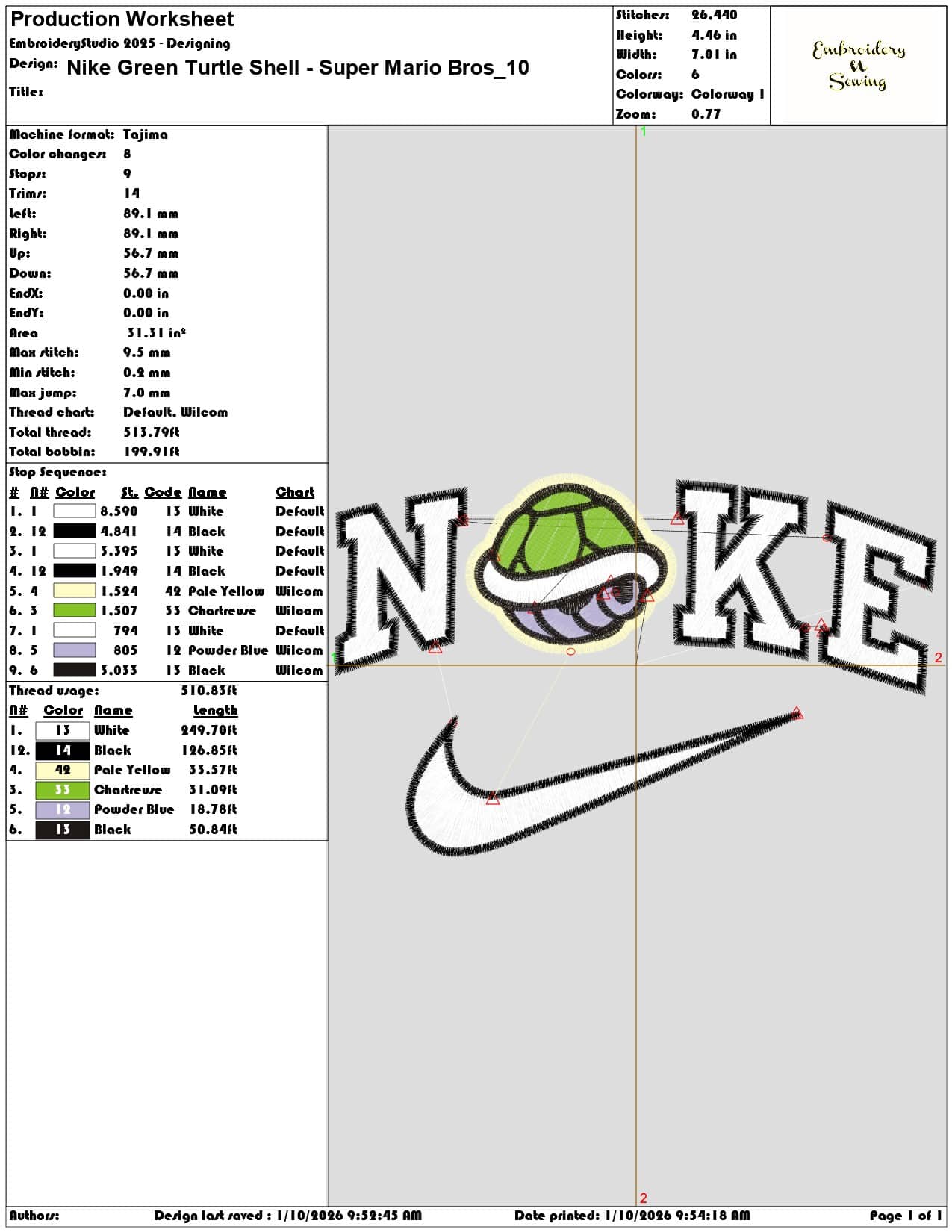 Nike Green Turtle Shell Super Mario Bros - Elegant embroidery design file - instant download — view 3