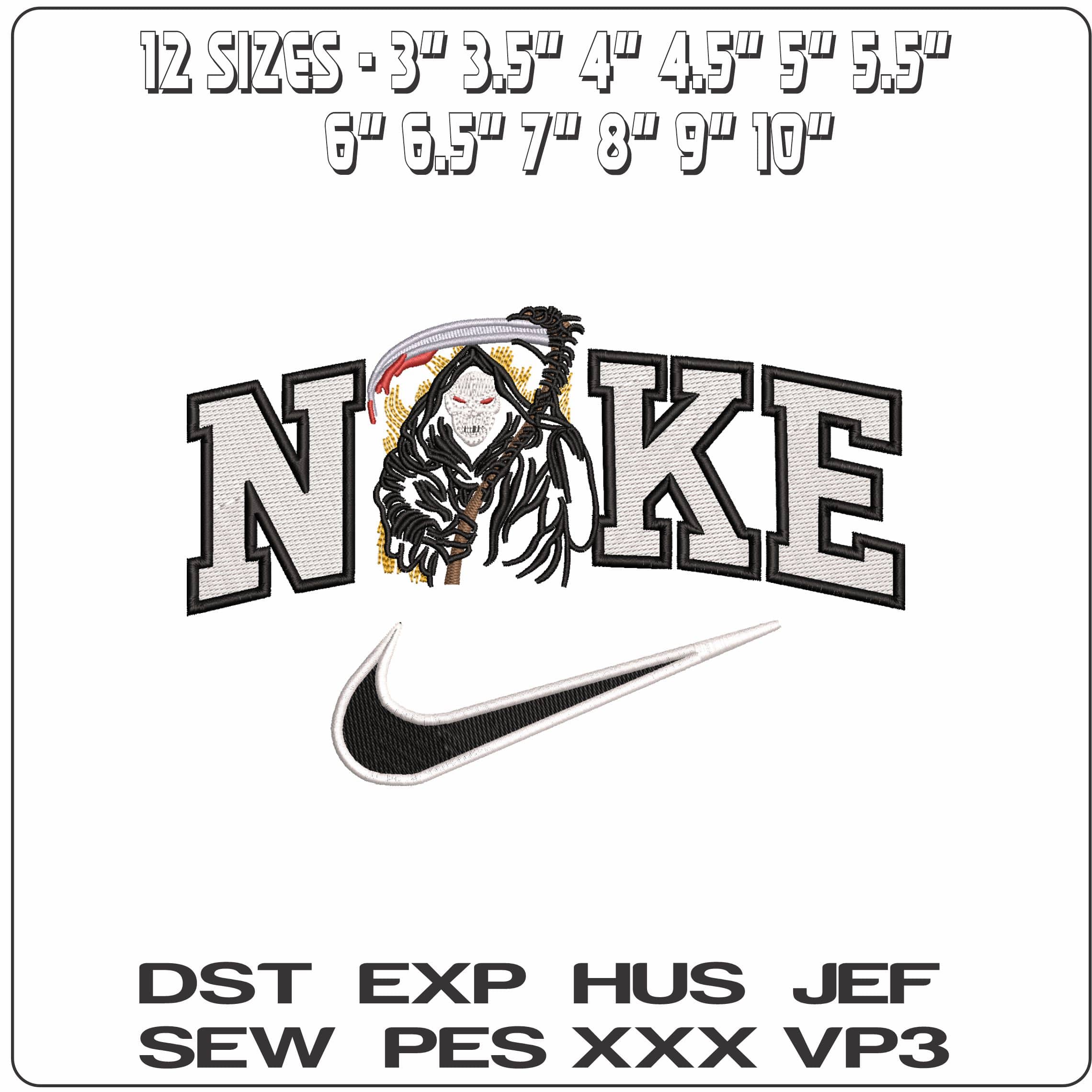 Nike Grimm Reaper Outline - Elegant embroidery design file - instant download — view 2