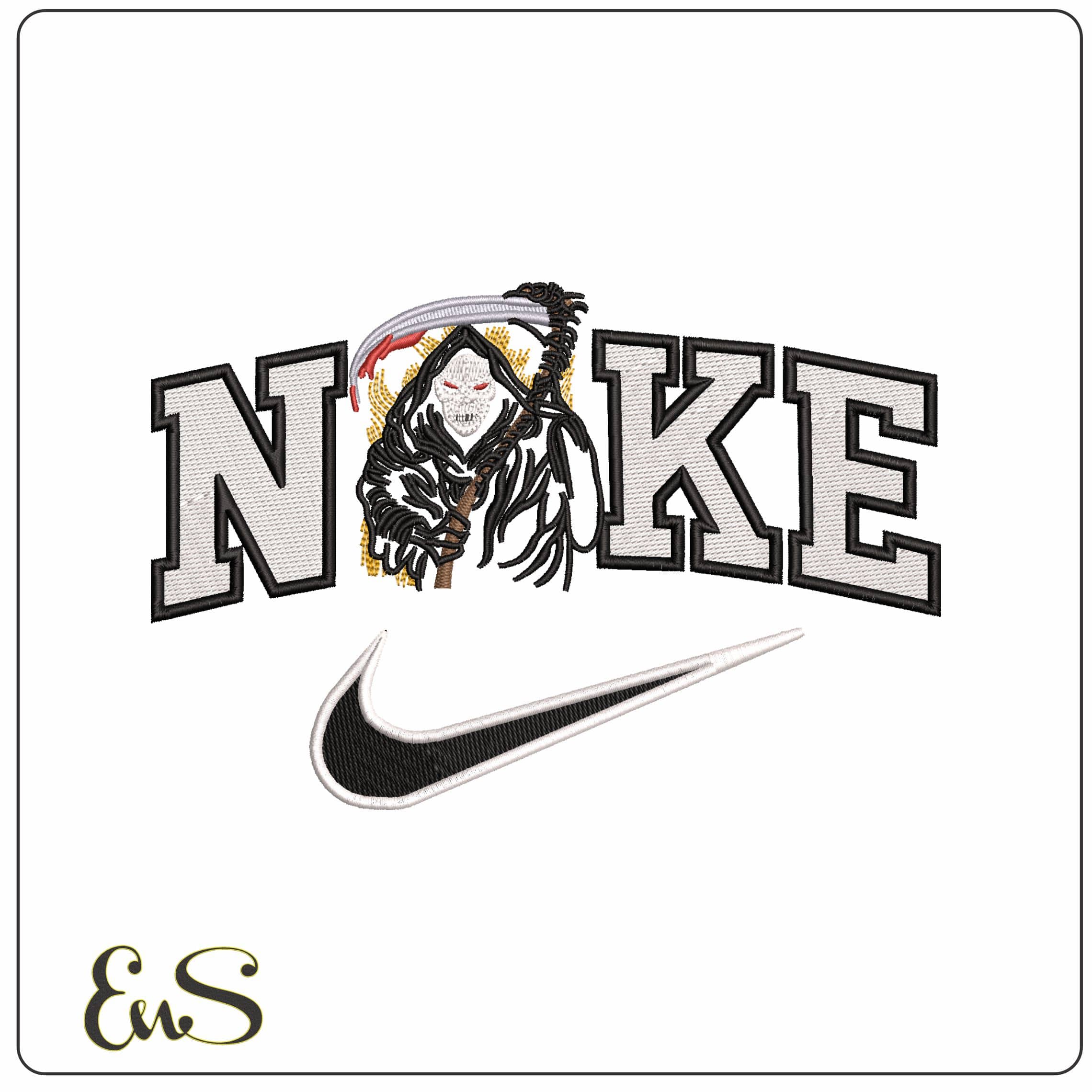 Nike Grimm Reaper Outline - Elegant embroidery design file - instant download
