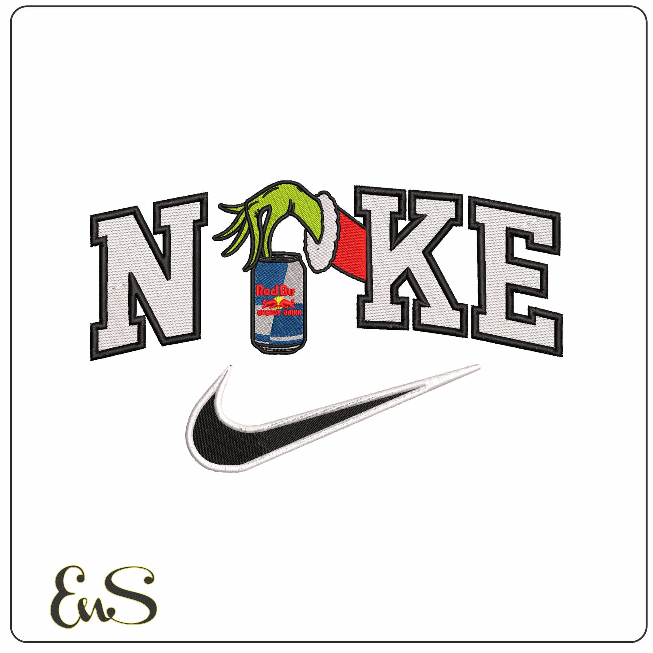 Nike Grinch Hand with Redbull - Elegant embroidery design file - instant download