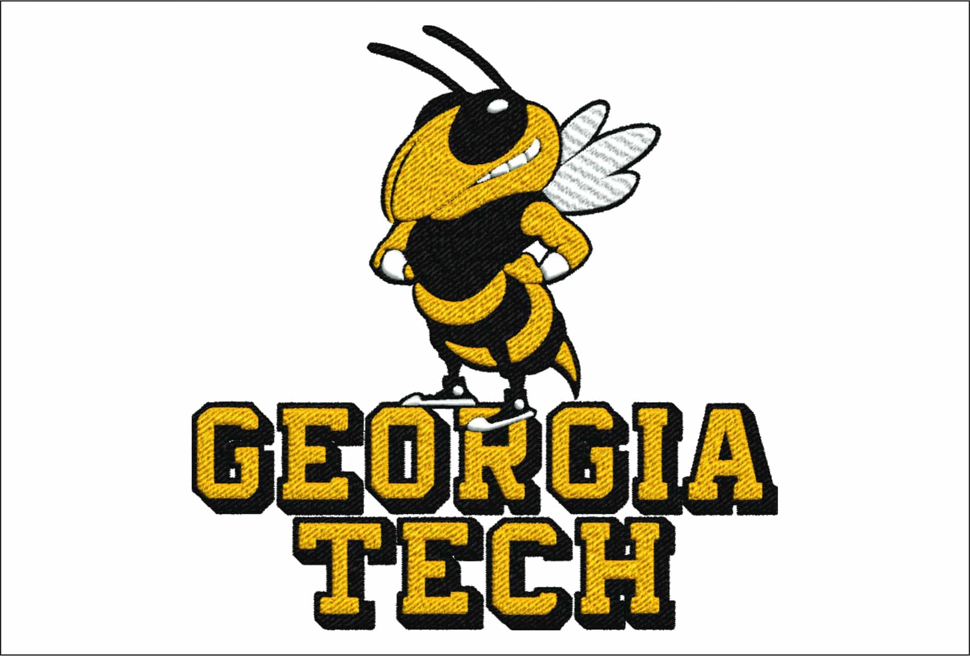 Georgia Tech Yellow Jacket 1978 embroidery design - Cartoon Yellow Jacket embroidery machine pattern G T embroidery file - instant download in a frame