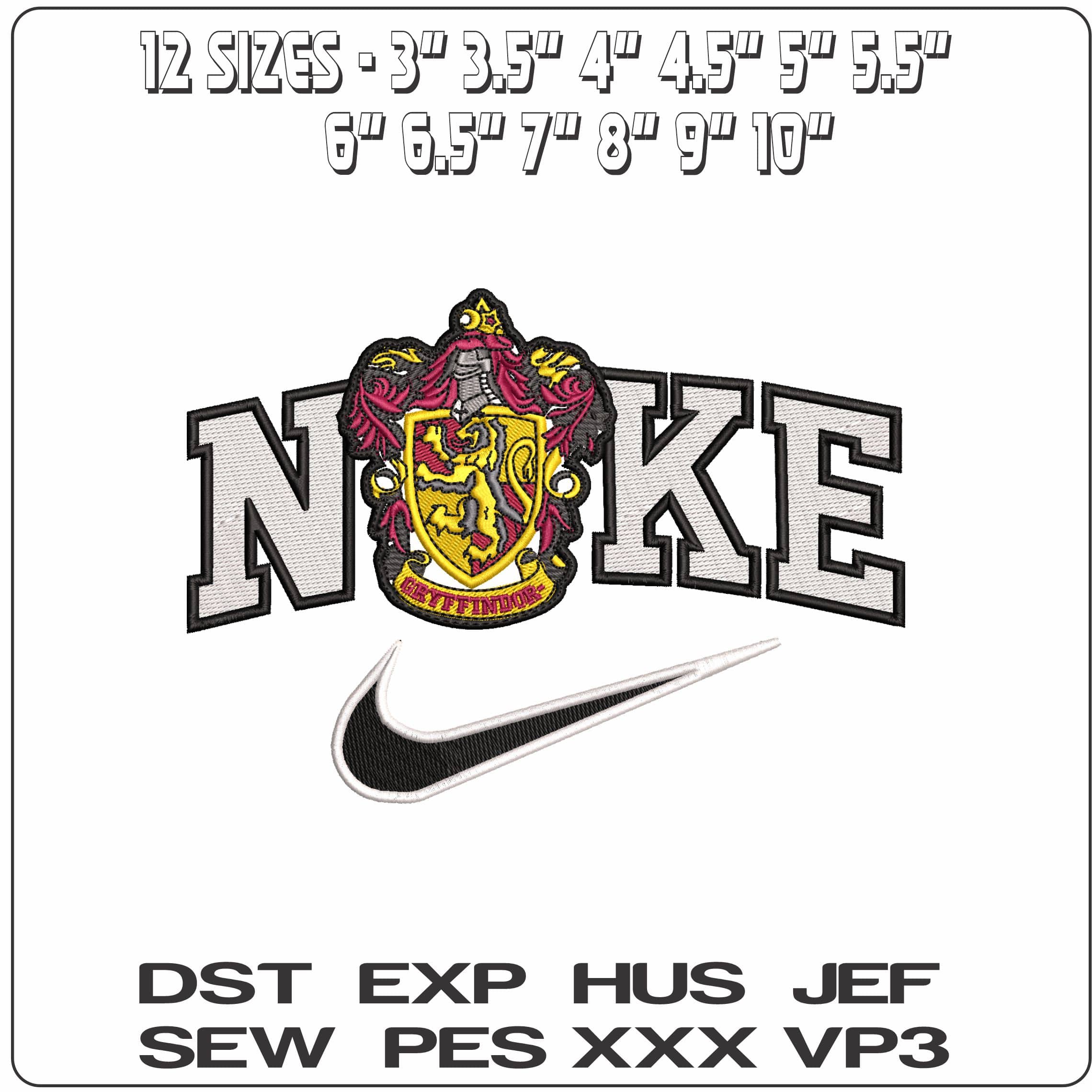 Nike Gryffindor Shield - Elegant embroidery design file - instant download — view 2