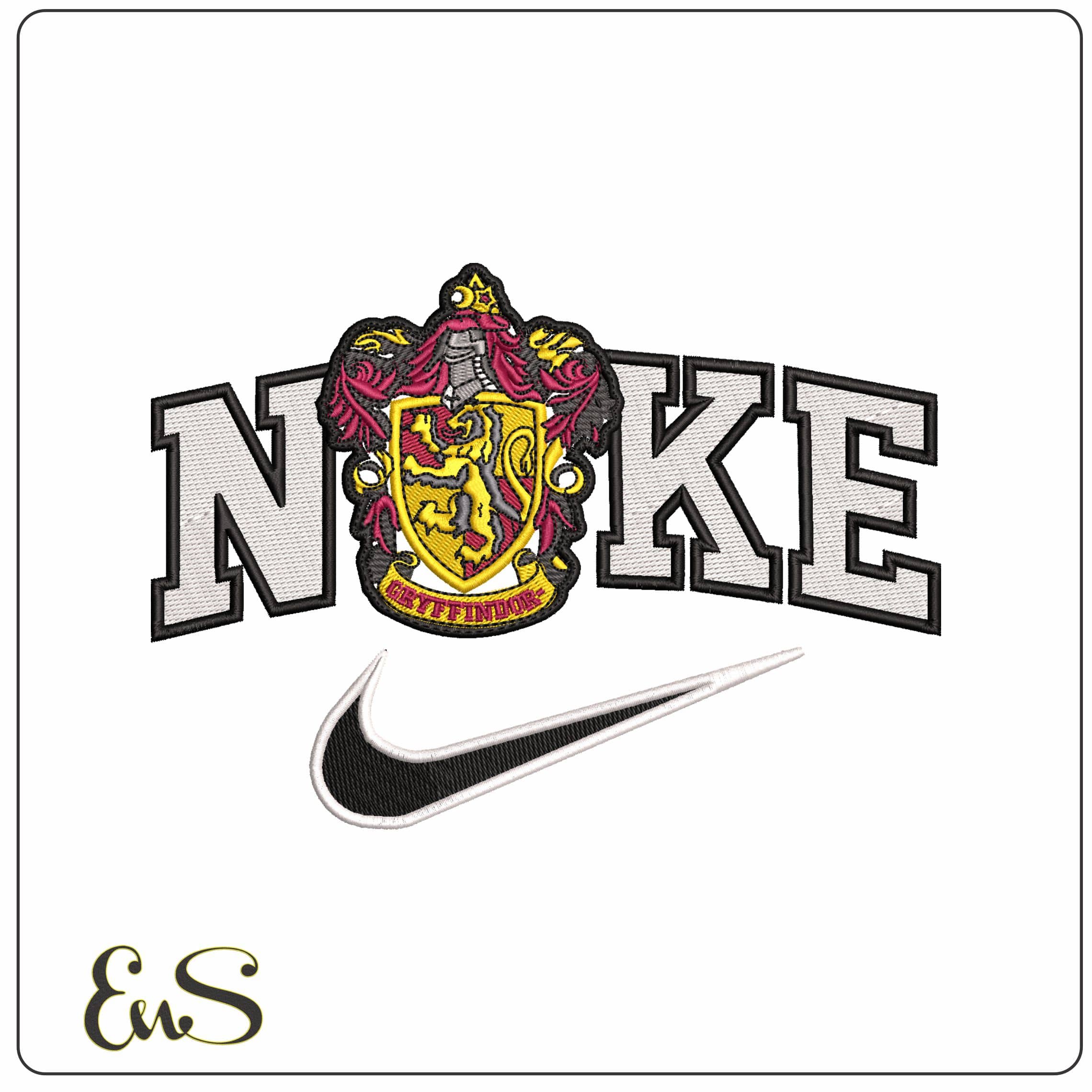 Nike Gryffindor Shield - Elegant embroidery design file - instant download