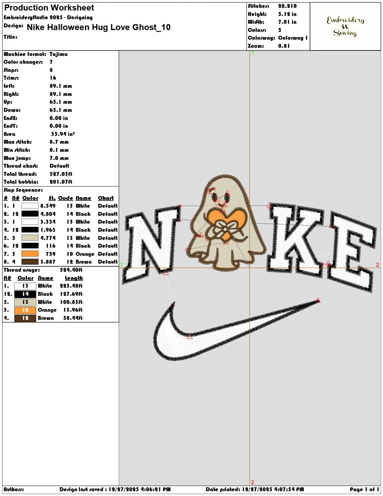 Nike Halloween Hug Love Ghost - Elegant embroidery design file - instant download — view 3