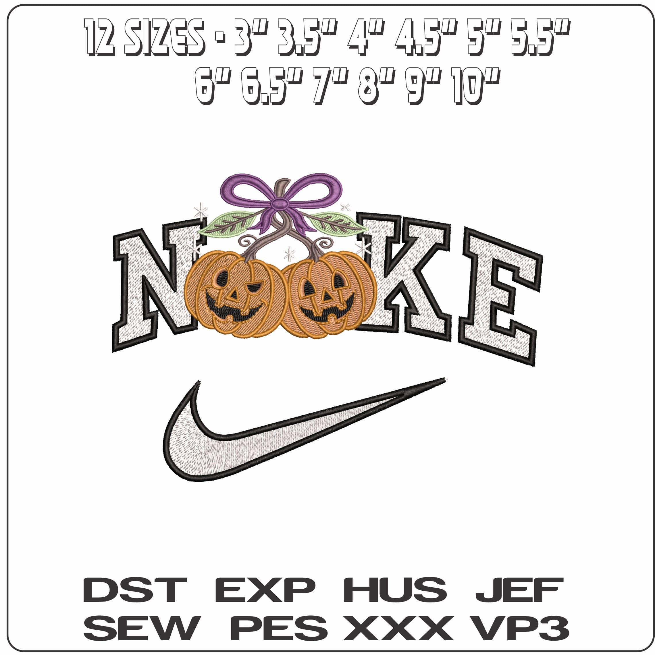 Nike Halloween Pumpkin With Bow - Elegant embroidery design file - instant download — view 2