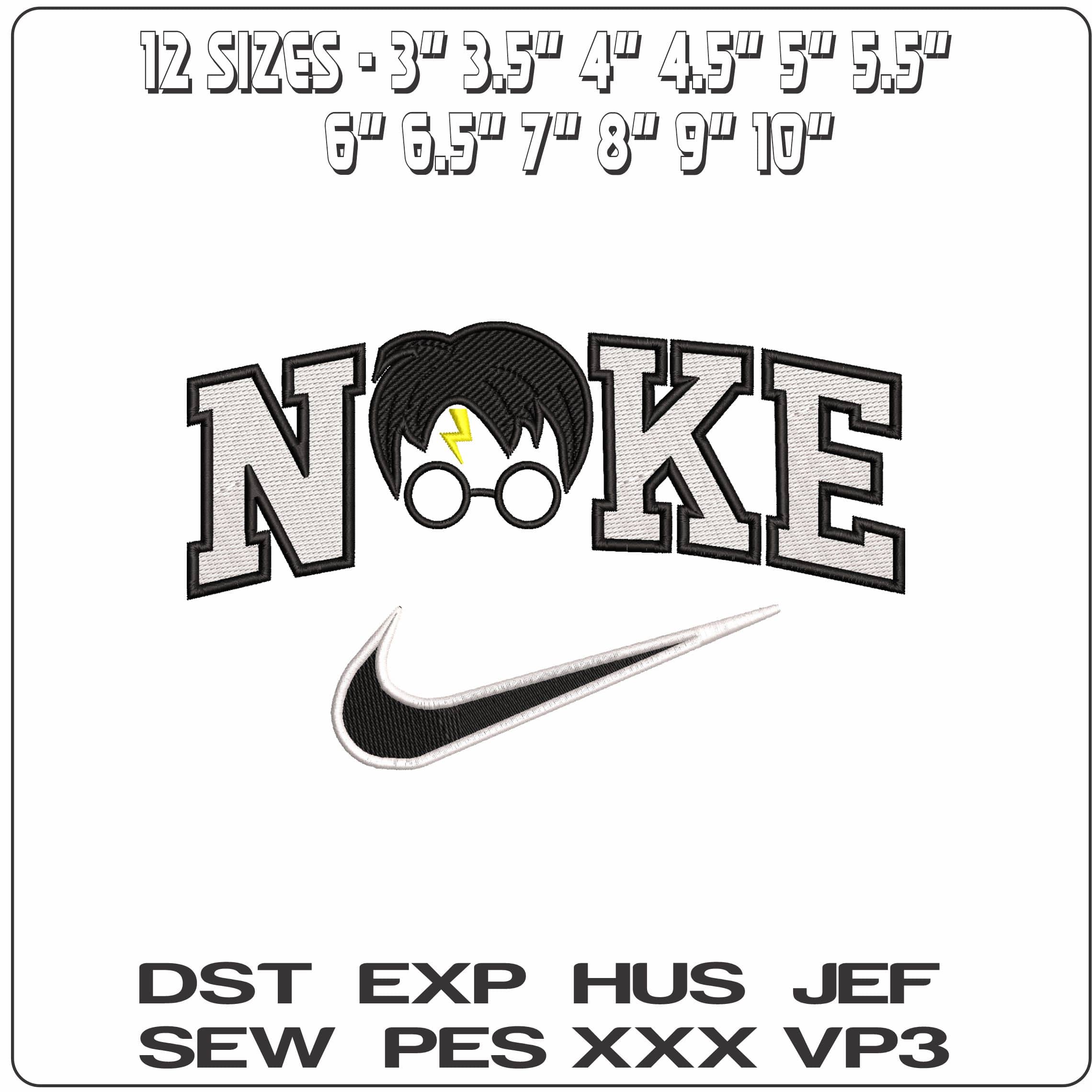 Nike Harry Potter Shiloette - Elegant embroidery design file - instant download — view 2