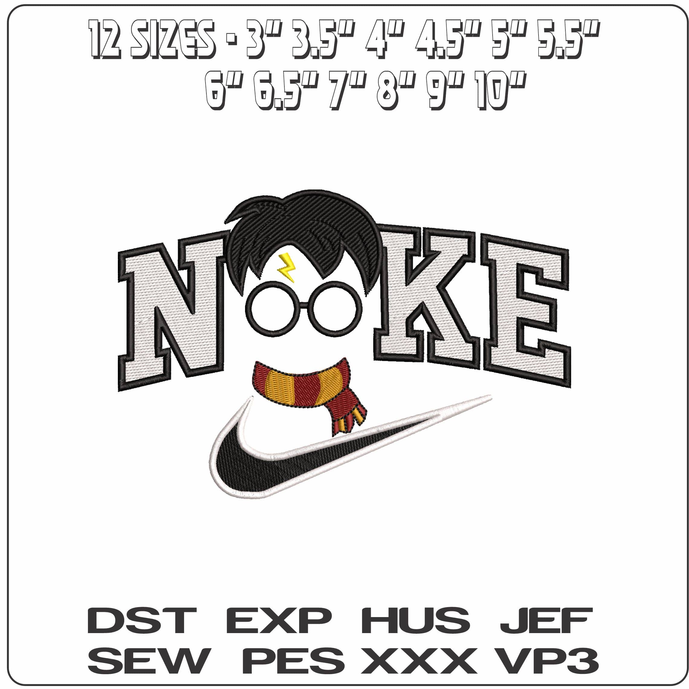 Nike Harry Potter Shiloette with Scarf - Elegant embroidery design file - instant download — view 2