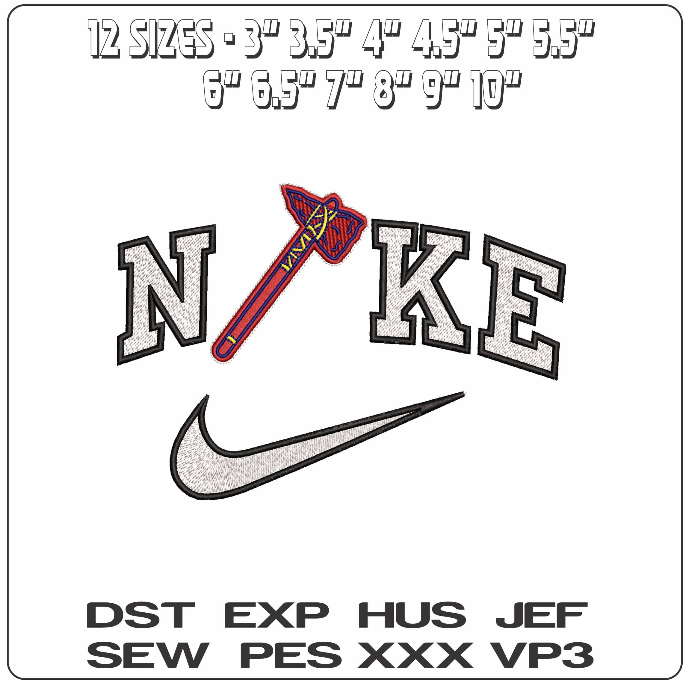 Nike Hatchet Axe Atlanta Braves - Elegant embroidery design file - instant download — view 2