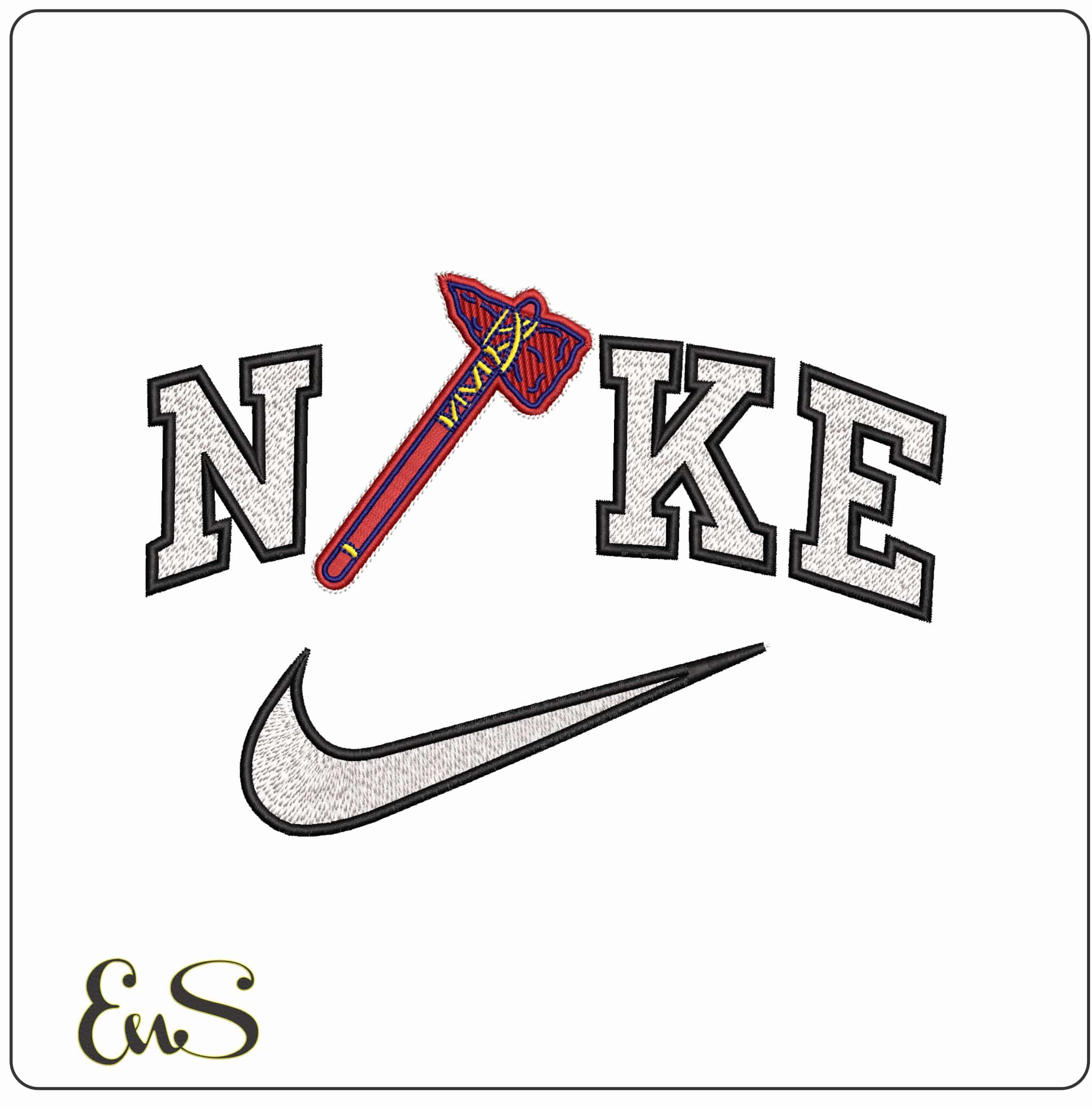 Nike Hatchet Axe Atlanta Braves - Elegant embroidery design file - instant download