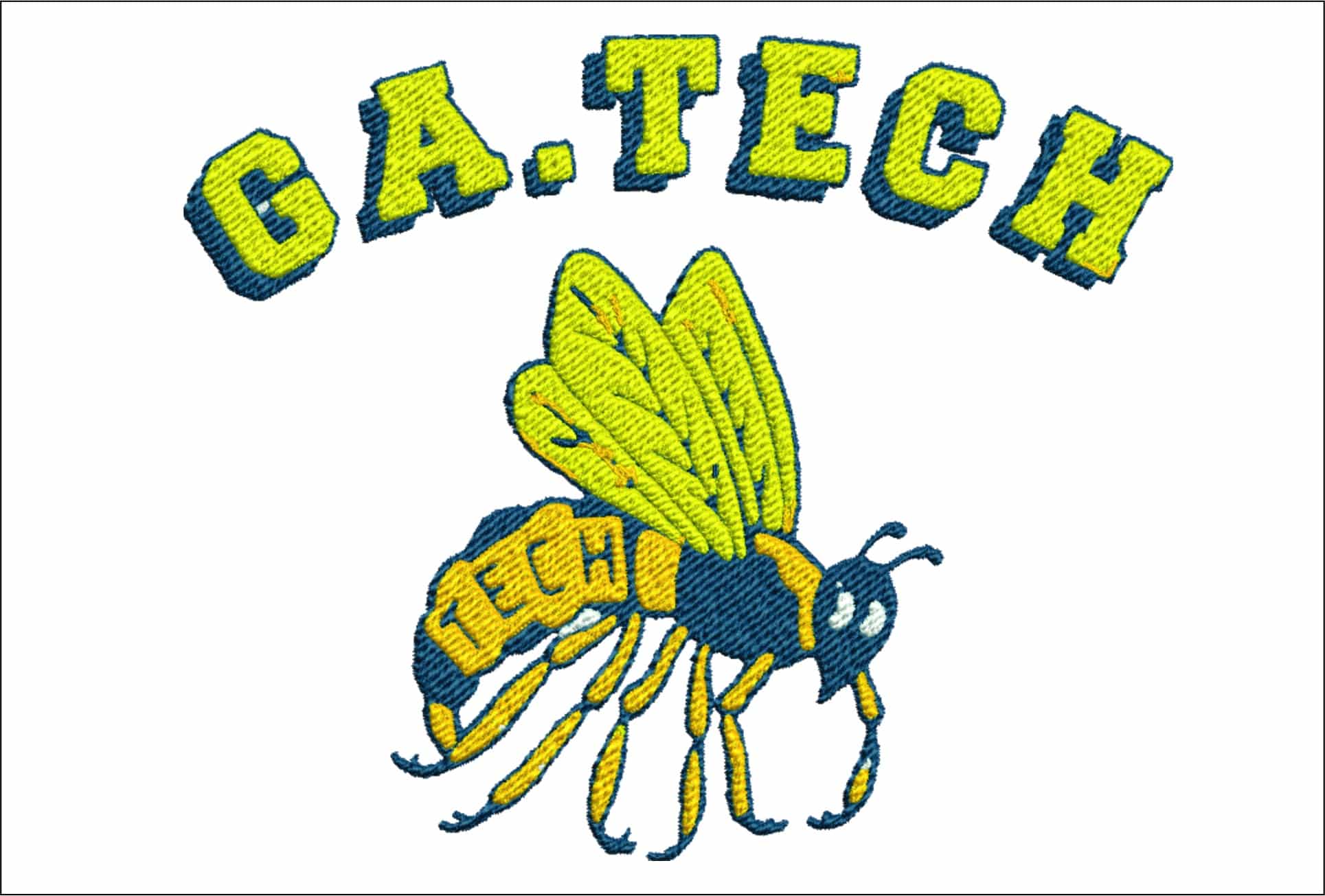 Georgia Tech Yellow Jacket 1969 embroidery design - Cartoon Yellow Jacket embroidery machine pattern G T embroidery file - instant download in a frame