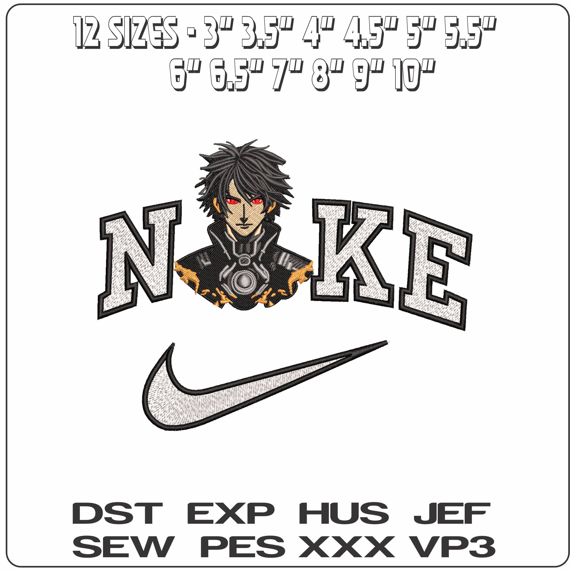 Nike Hei Black Reaper Darker than Black Anime - Elegant embroidery design file - instant download — view 2
