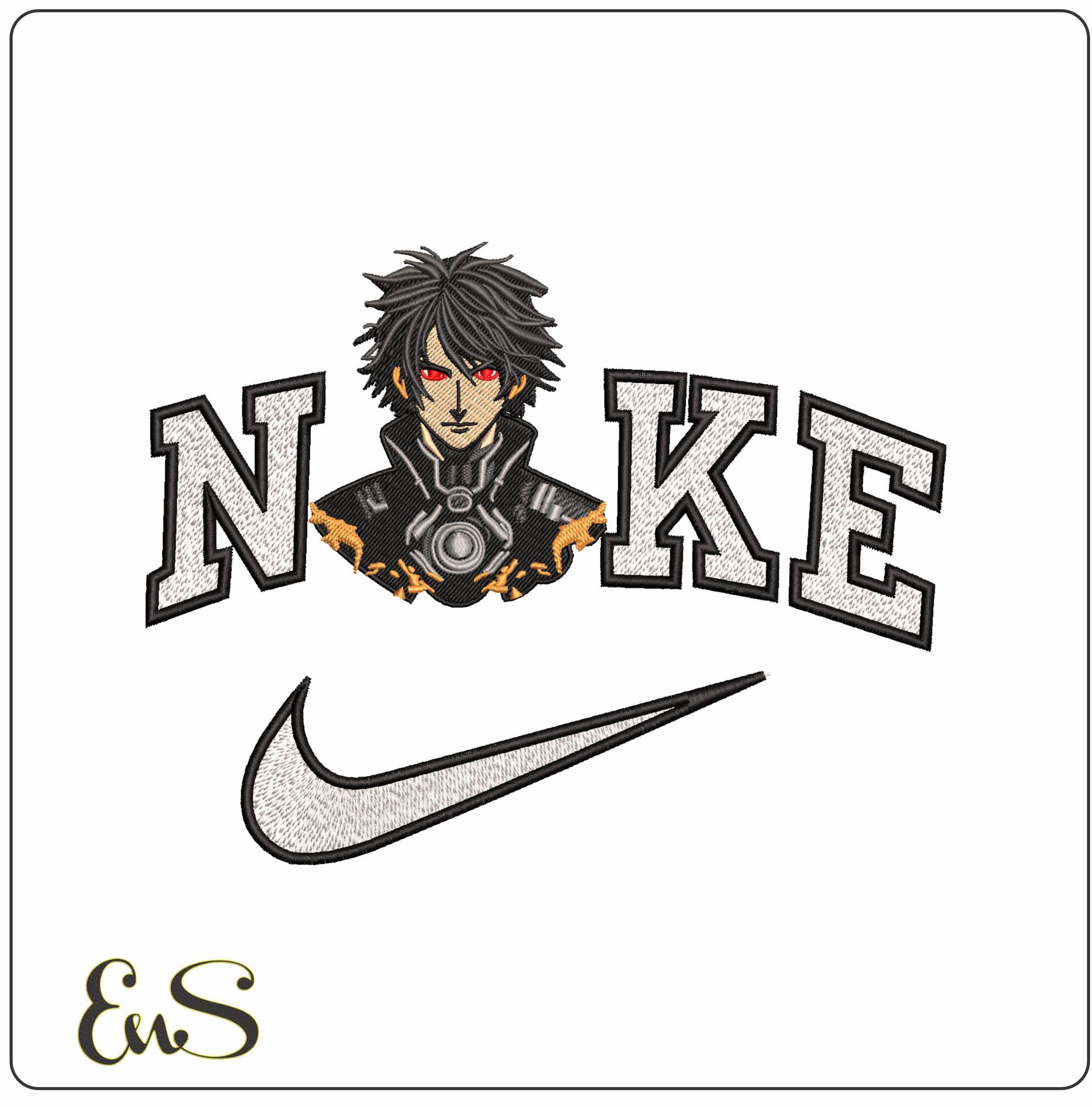Nike Hei Black Reaper Darker than Black Anime - Elegant embroidery design file - instant download