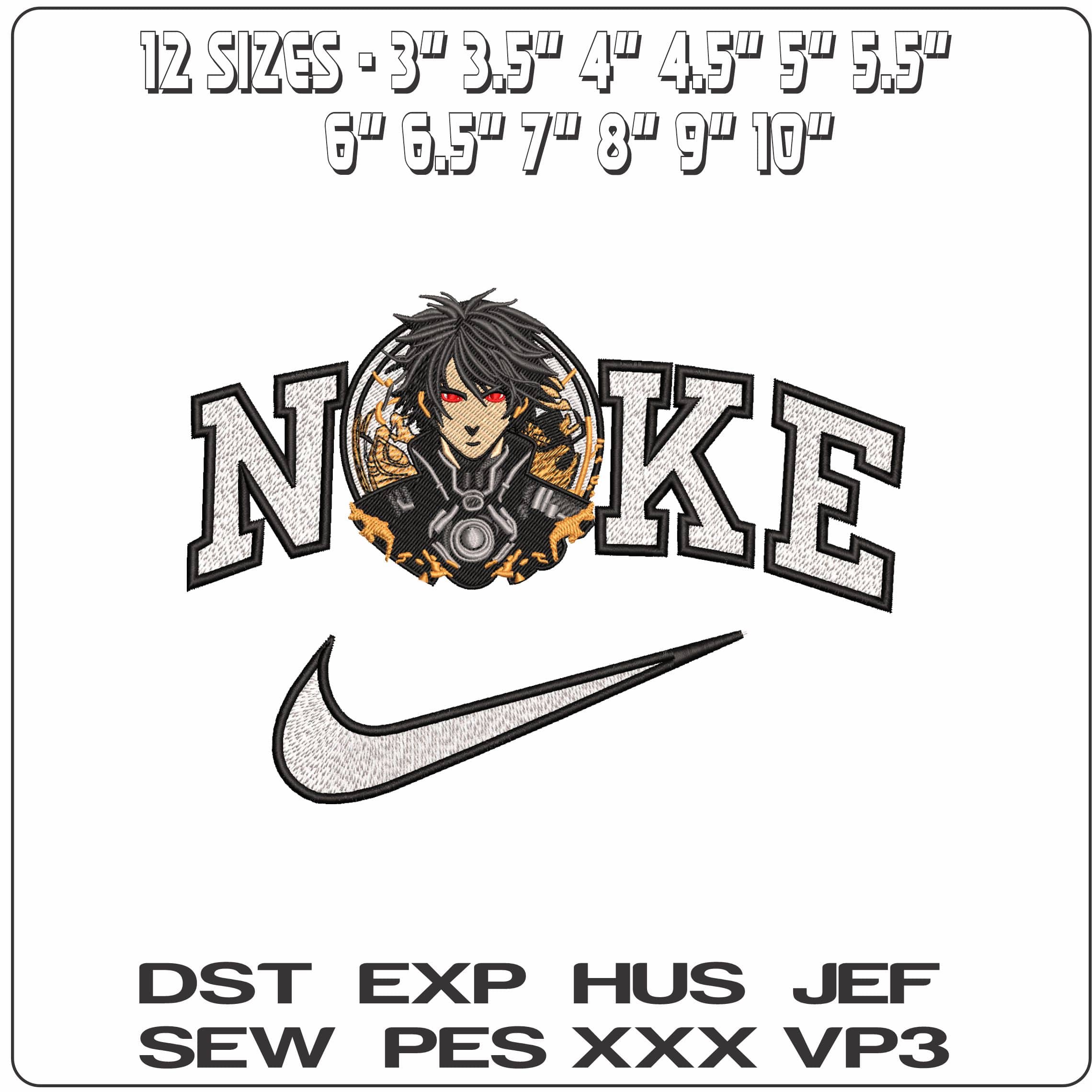 Nike Hei Black Reaper with Boarder Darker than Black Anime - Elegant embroidery design file - instant download — view 2