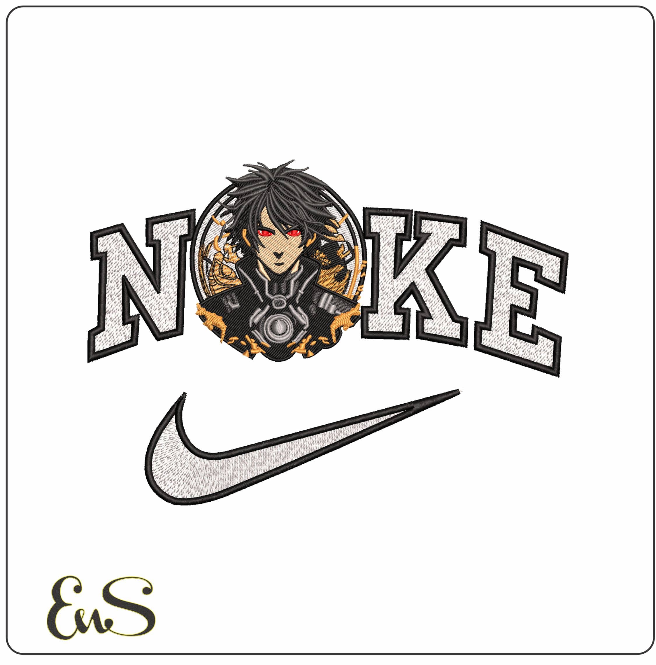 Nike Hei Black Reaper with Boarder Darker than Black Anime - Elegant embroidery design file - instant download