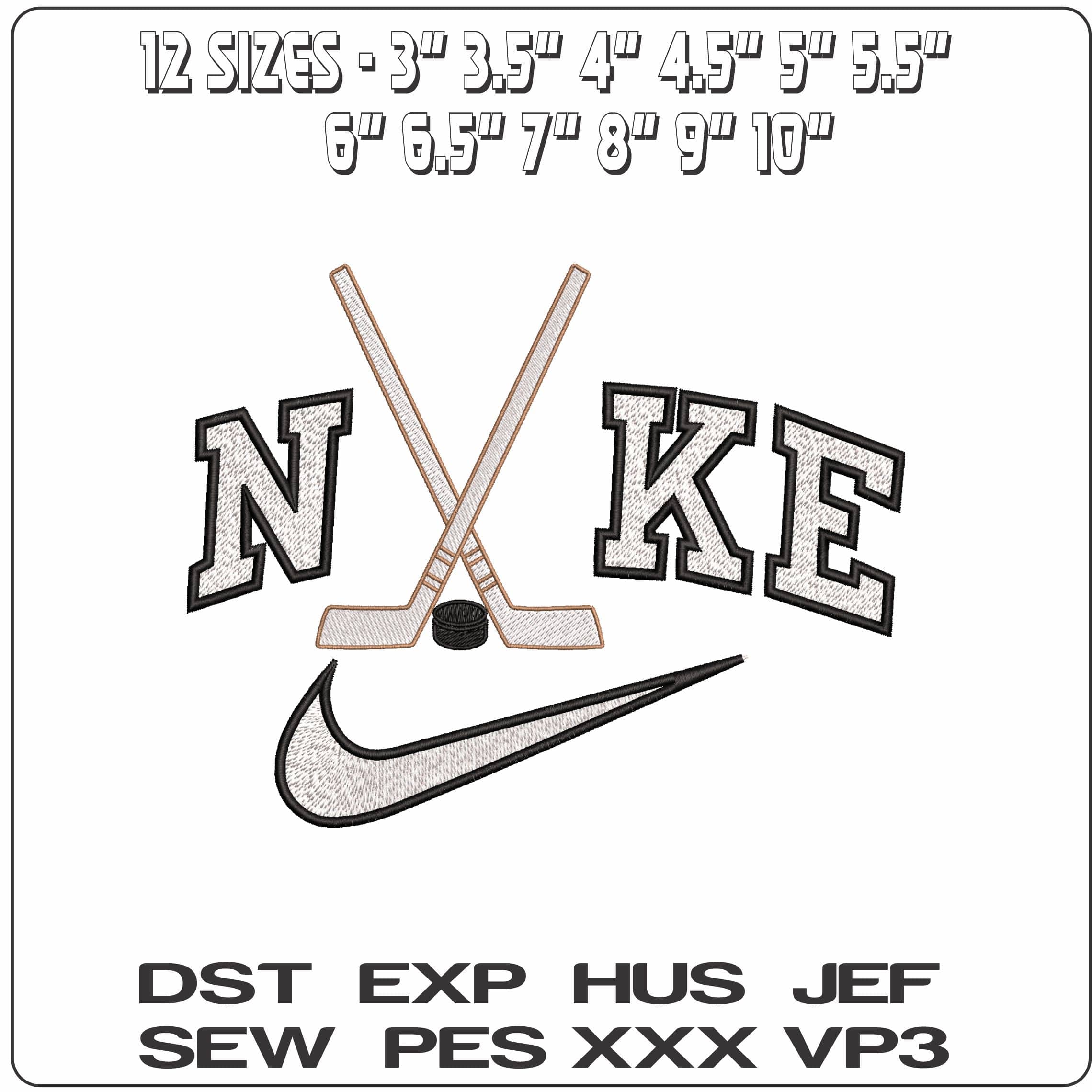 Nike Hockey Sticks and Pucks - Elegant embroidery design file - instant download — view 2