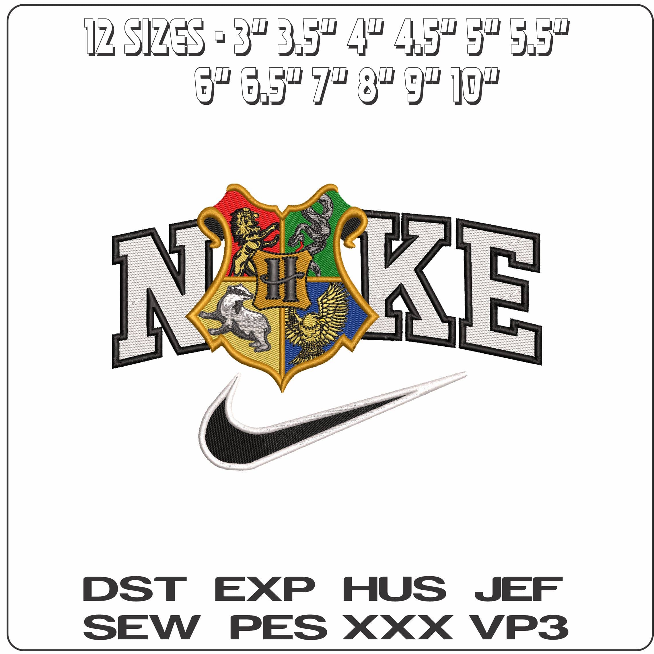 Nike Hogwarts Shield - Elegant embroidery design file - instant download — view 2
