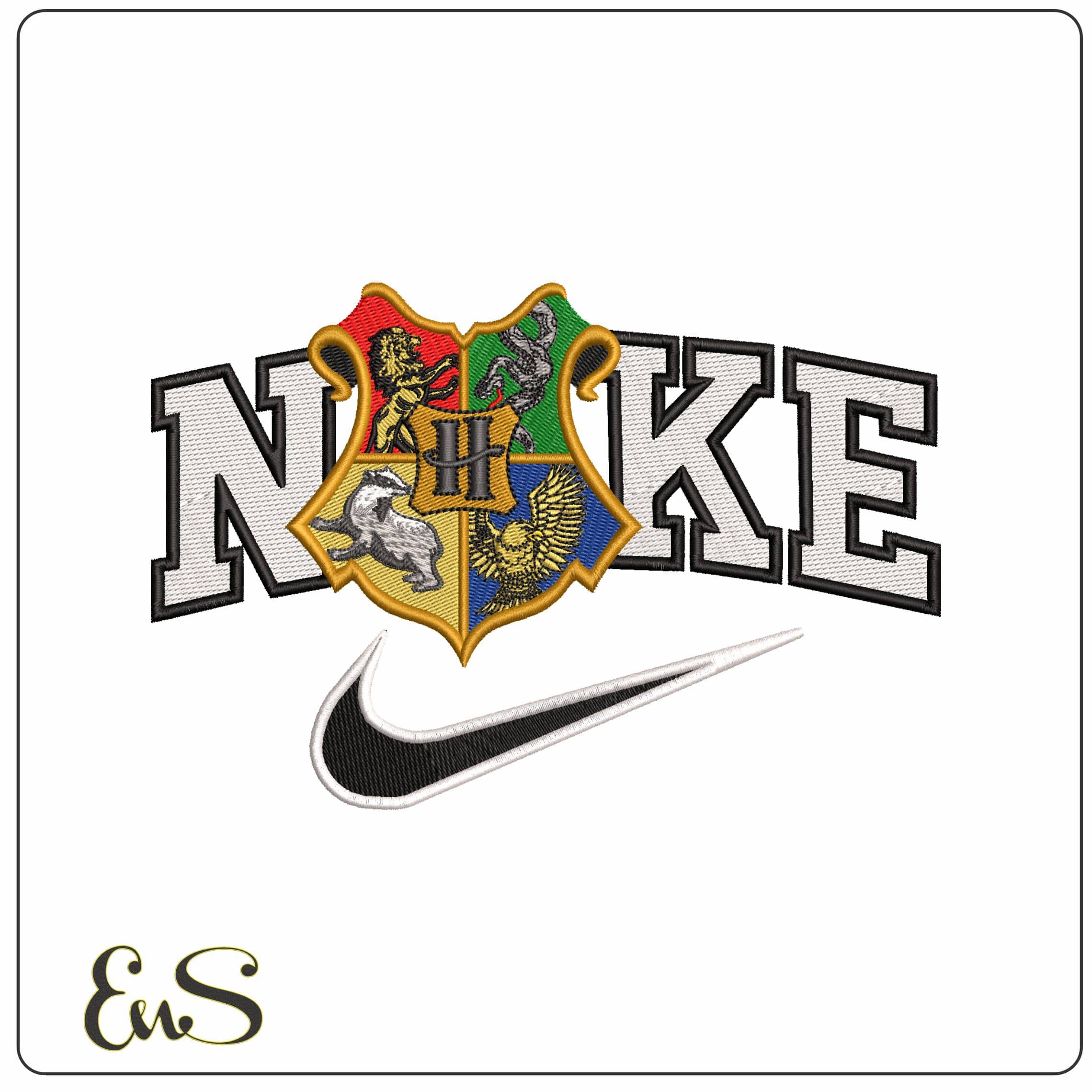 Nike Hogwarts Shield - Elegant embroidery design file - instant download