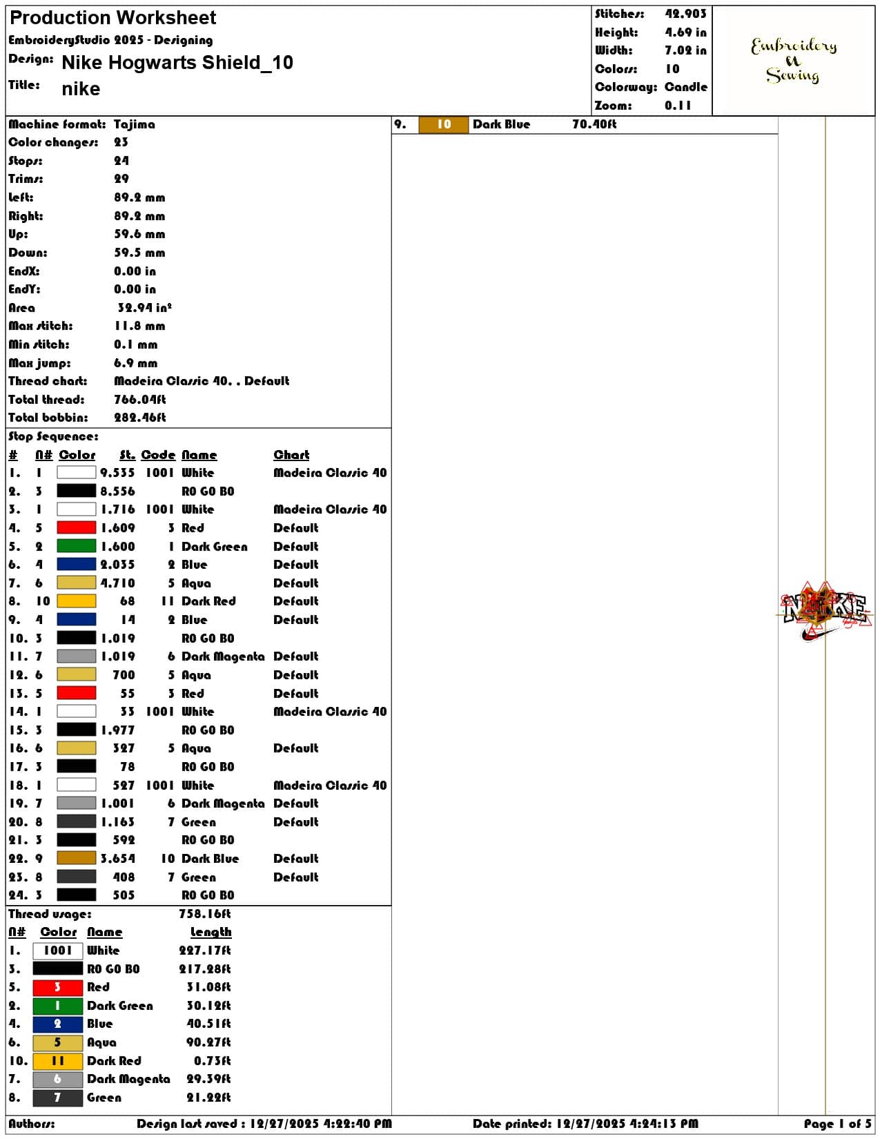 Nike Hogwarts Shield - Elegant embroidery design file - instant download — view 3