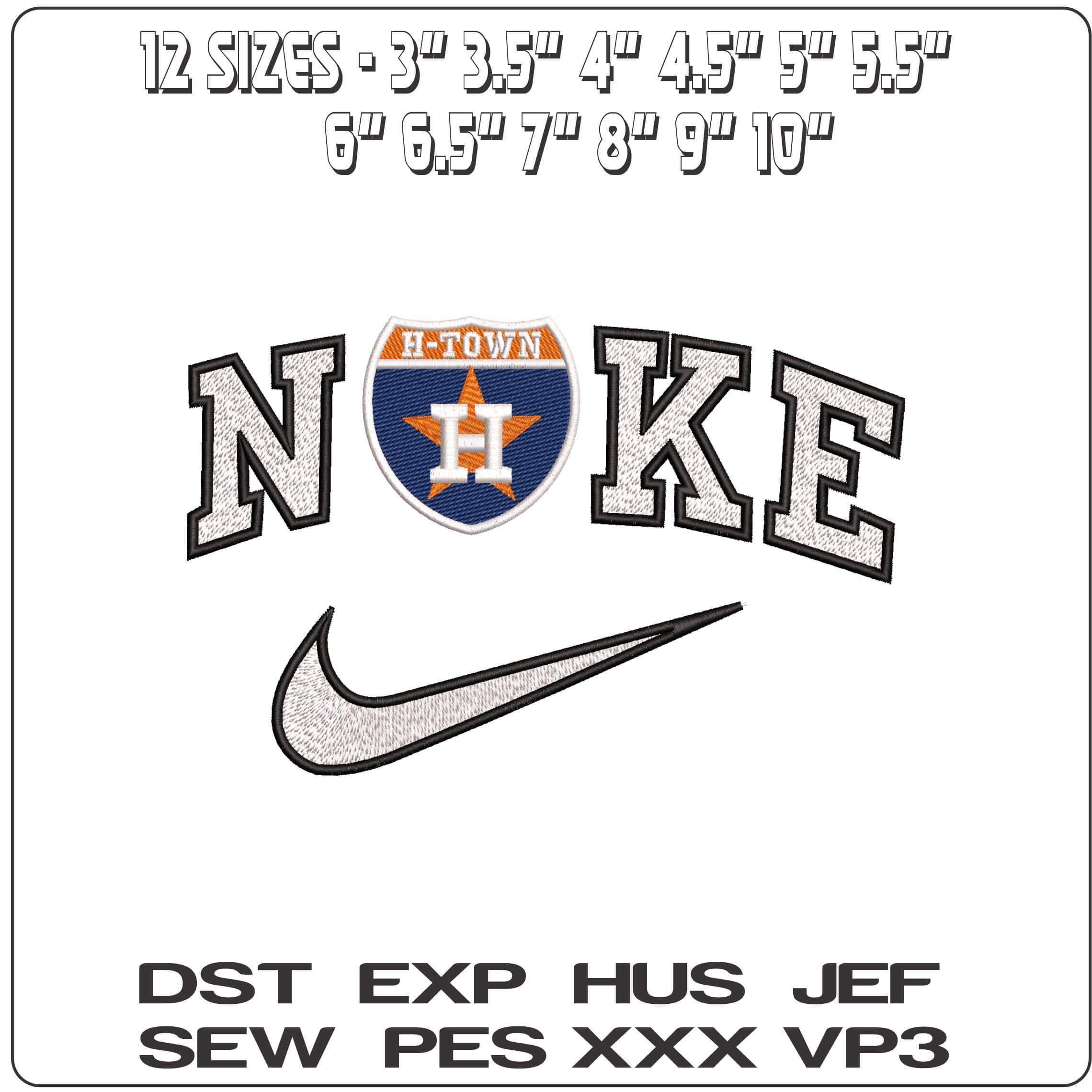 Nike Houston Astros H Town Baseball - Elegant embroidery design file - instant download — view 2