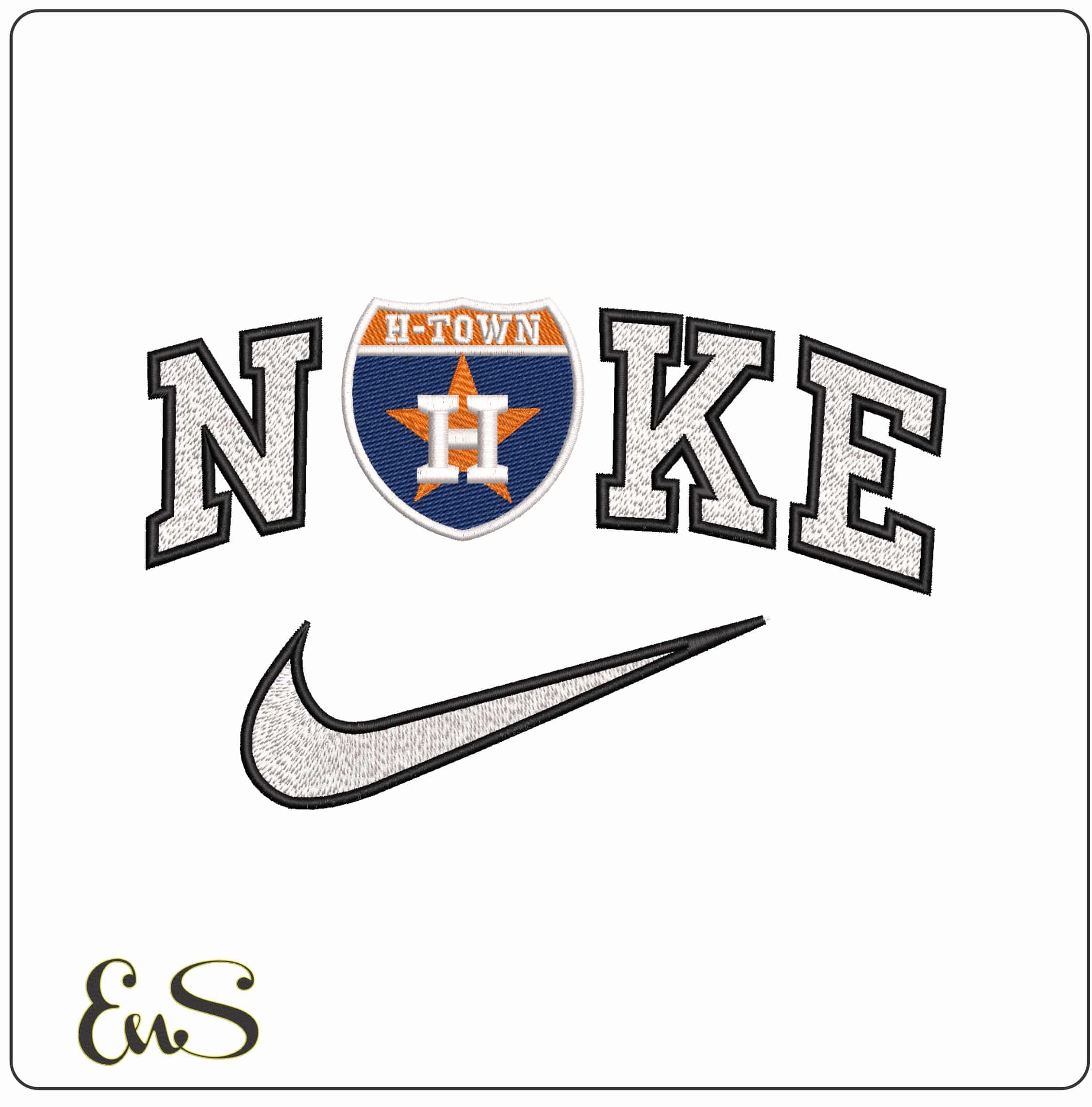 Nike Houston Astros H Town Baseball - Elegant embroidery design file - instant download