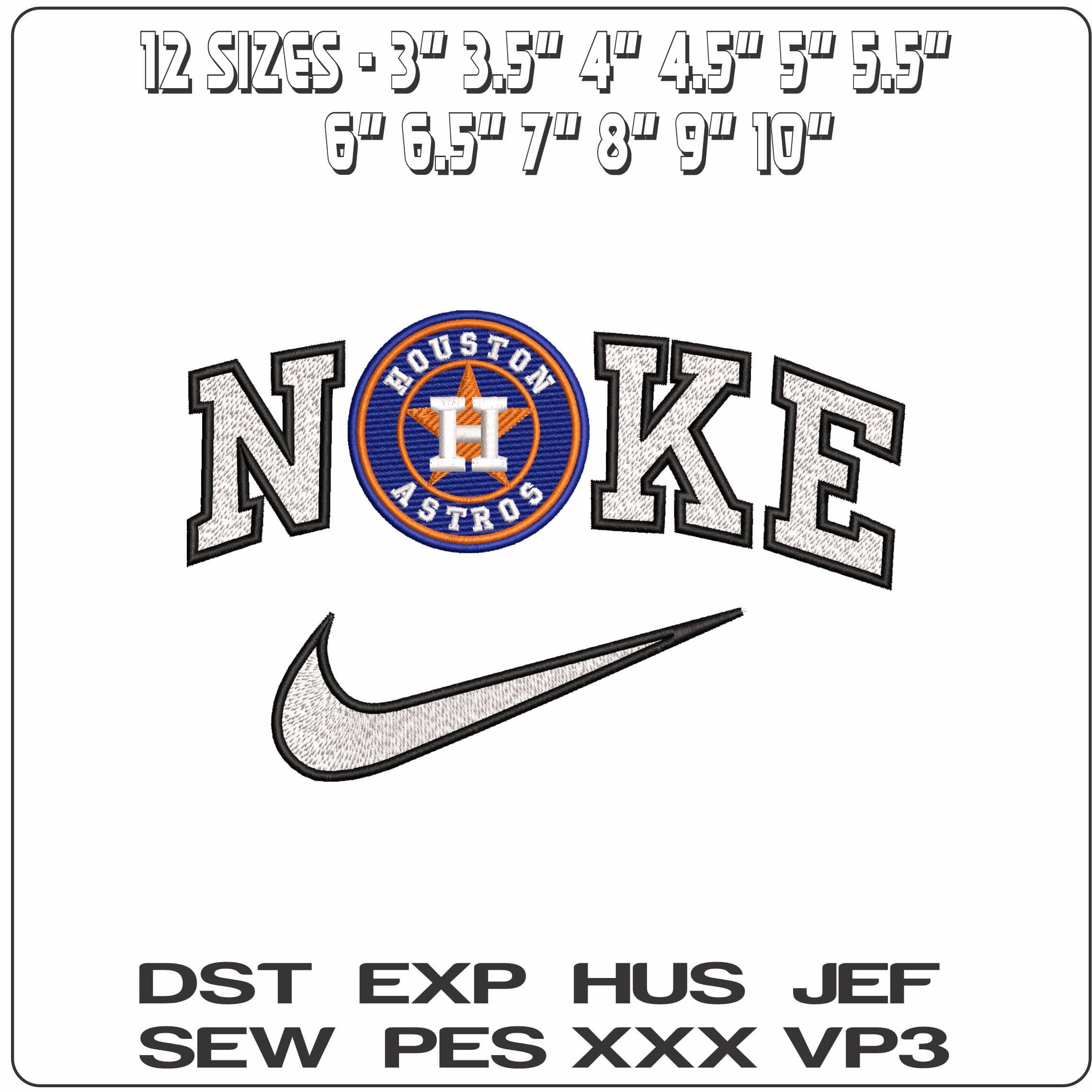 Nike Houston ASTROS MLB - Elegant embroidery design file - instant download — view 2