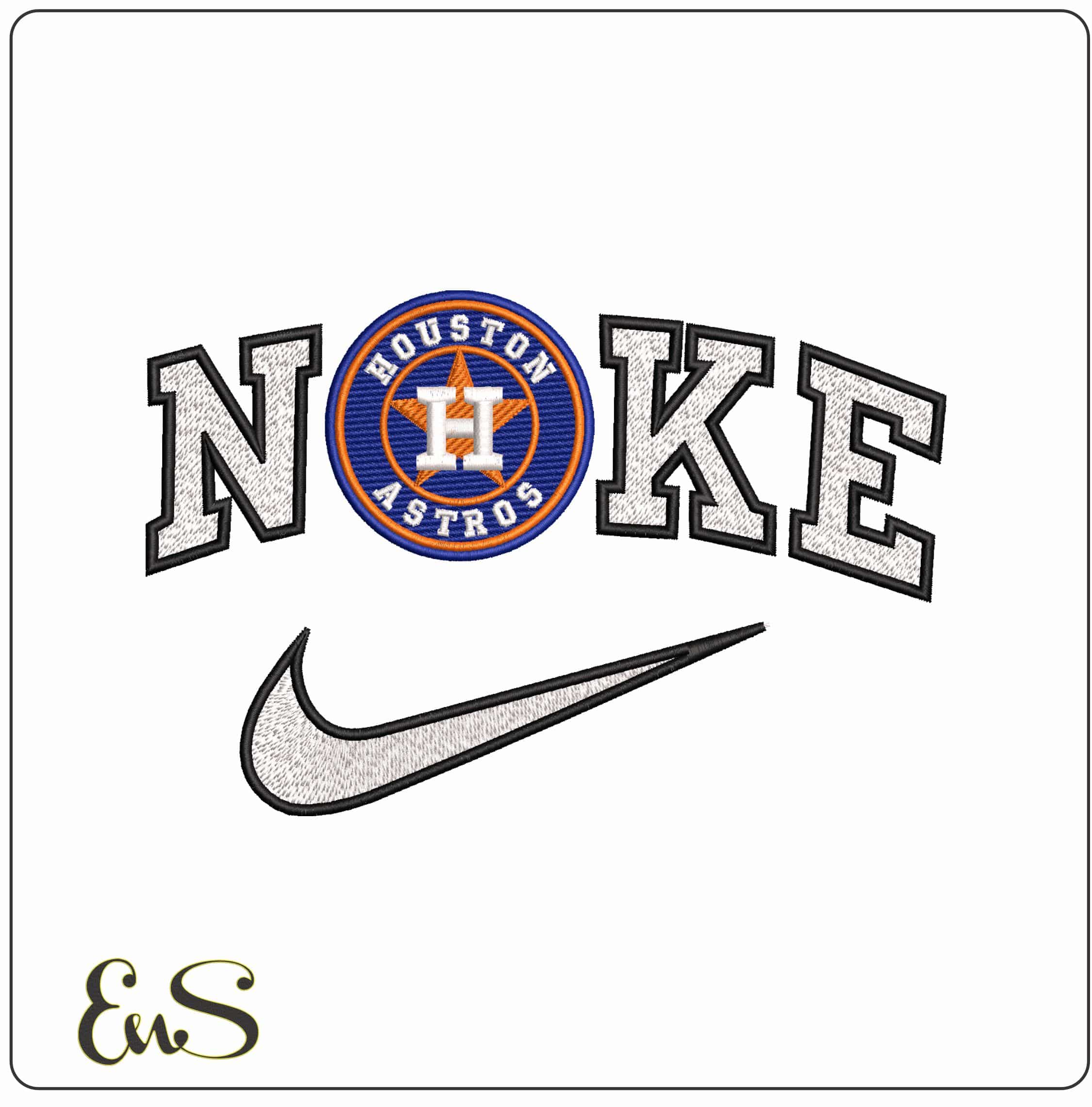 Nike Houston ASTROS MLB - Elegant embroidery design file - instant download