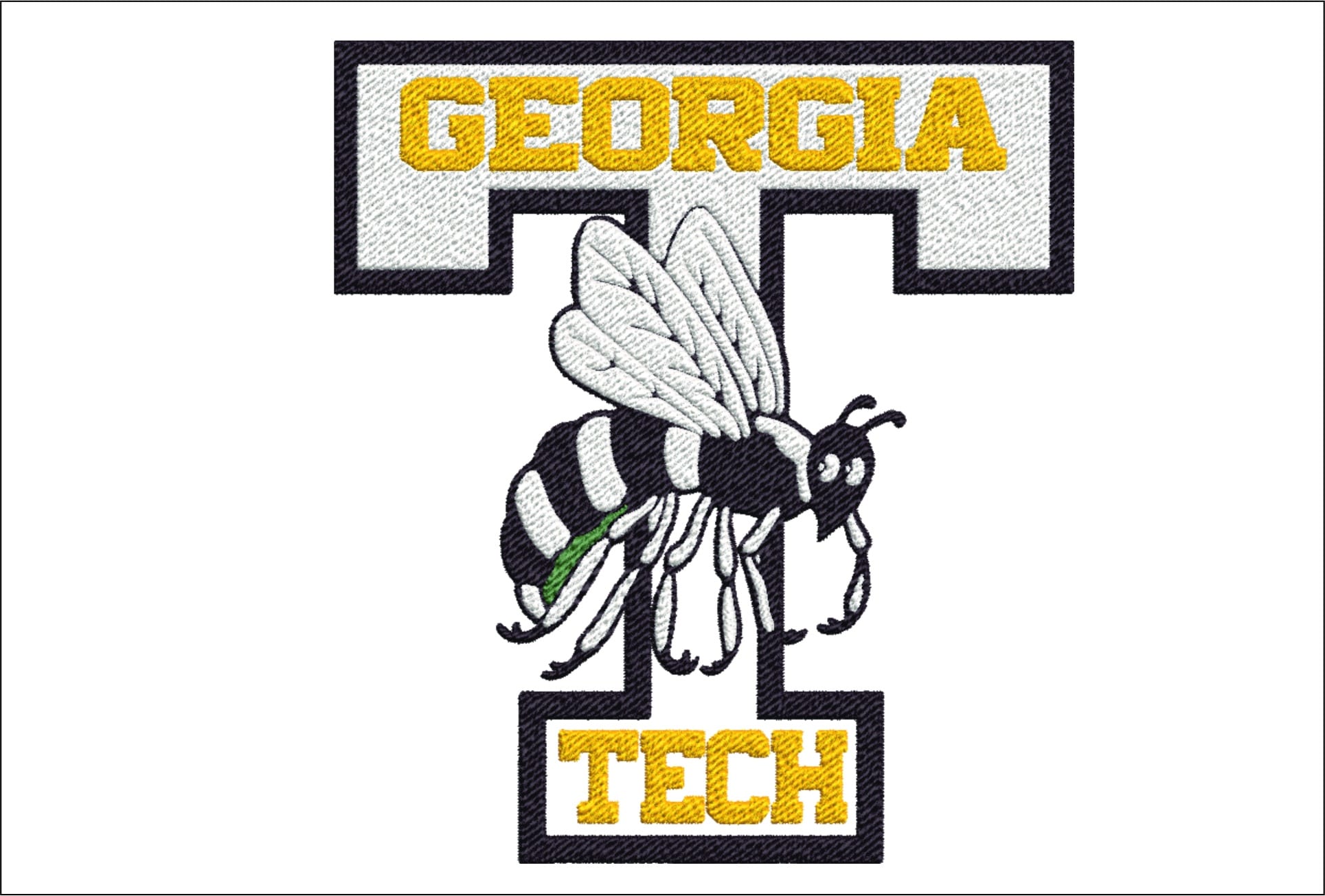 Georgia Tech Yellow Jacket 1964 embroidery design - Cartoon Yellow Jacket embroidery machine pattern G T embroidery file - instant download in a frame