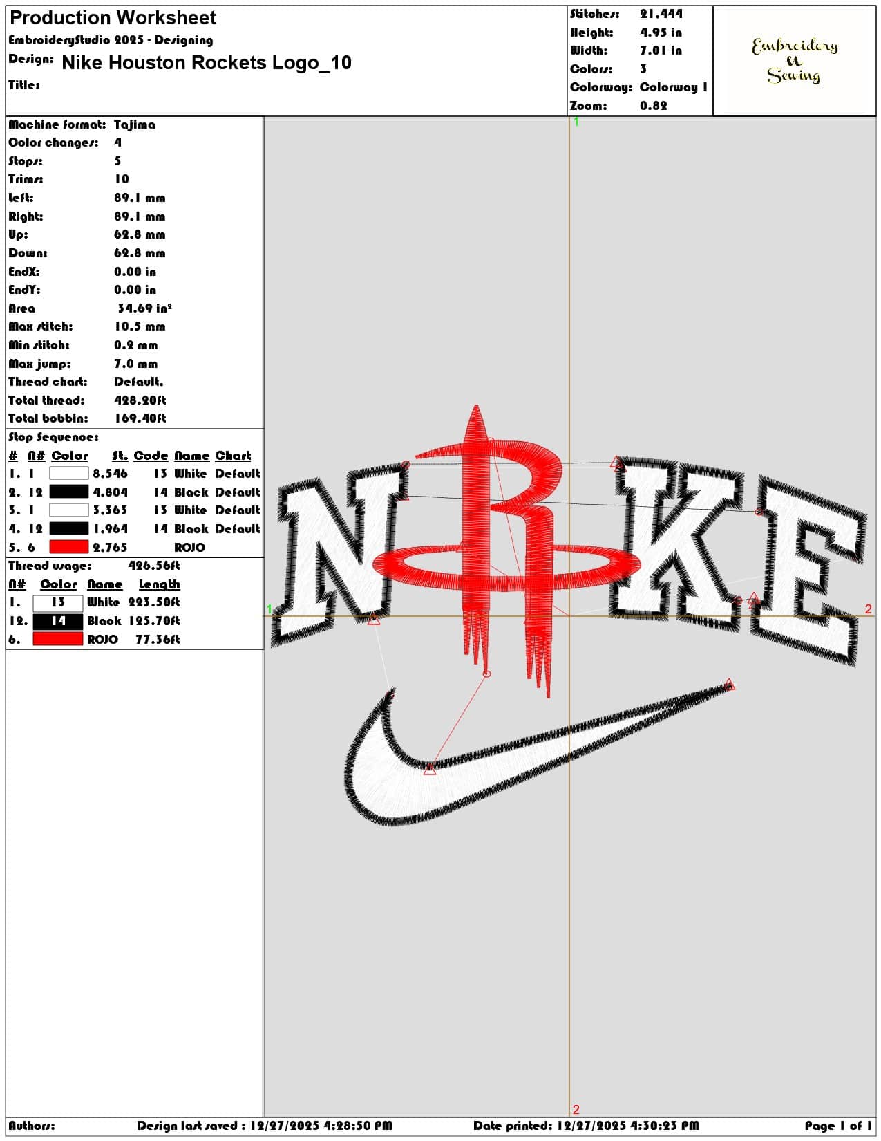 Nike Houston Rockets Logo - Elegant embroidery design file - instant download — view 3