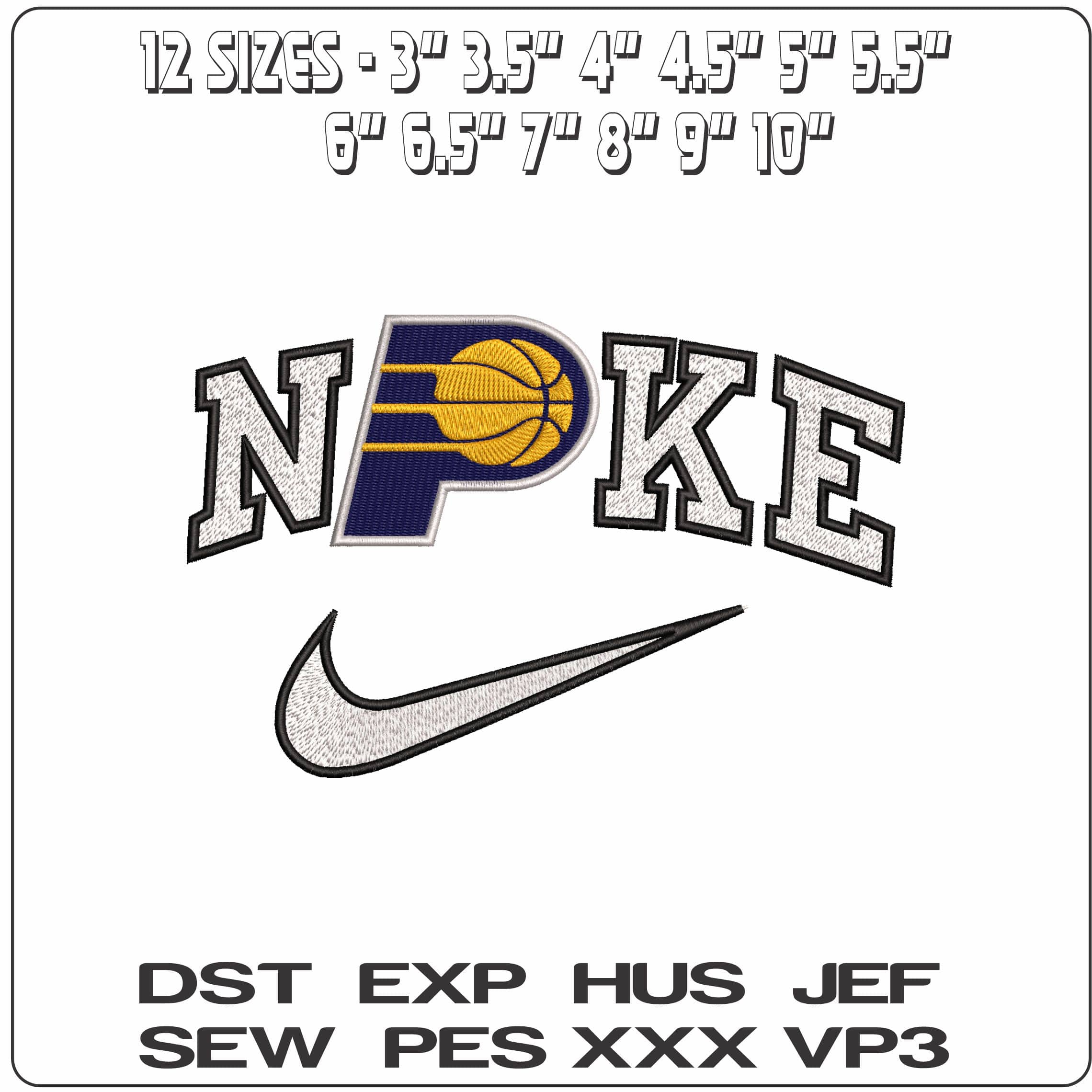 Nike Indiana Pacers Logo - Elegant embroidery design file - instant download — view 2