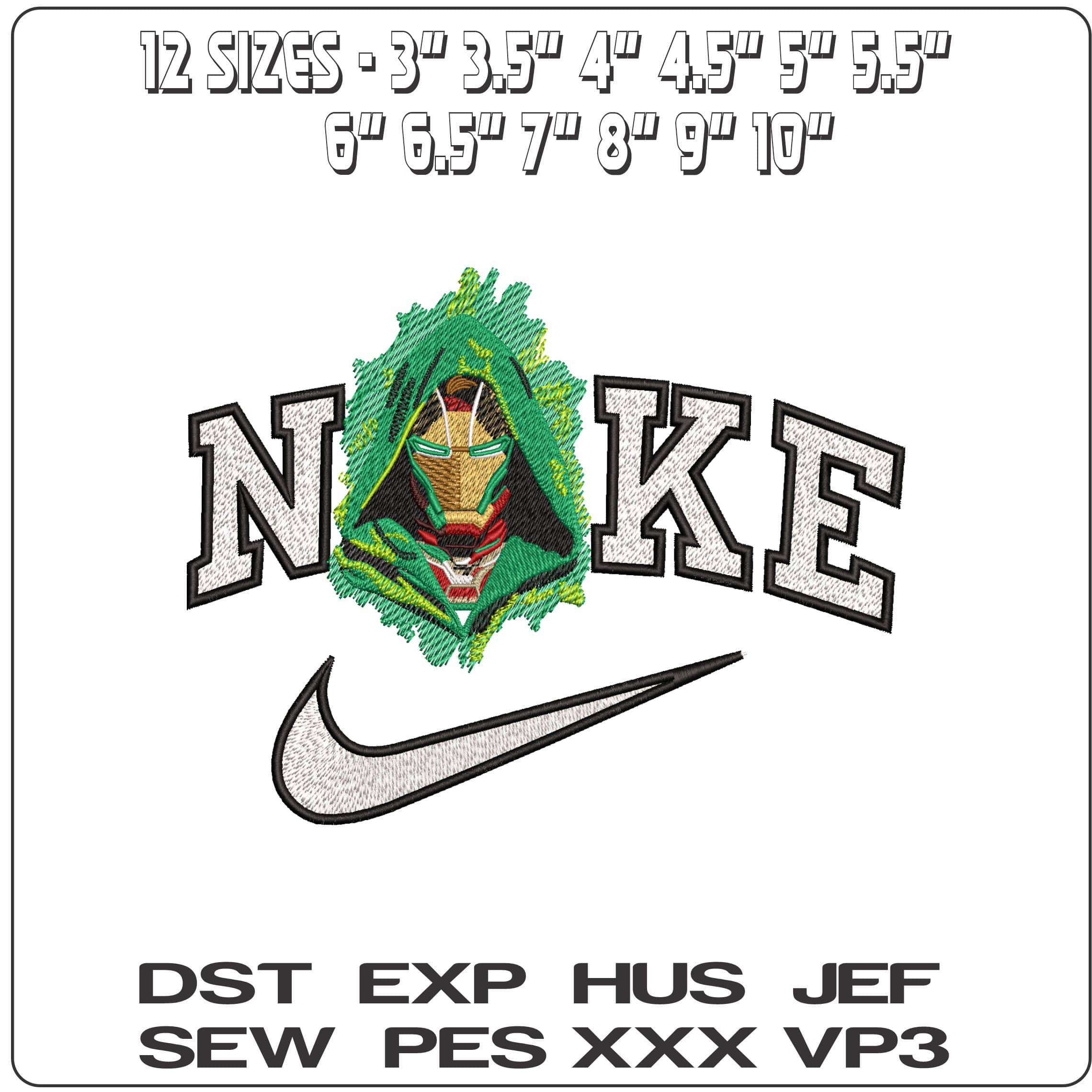 Nike Iron man as Doctor Doom Marvel Comics - Elegant embroidery design file - instant download — view 2