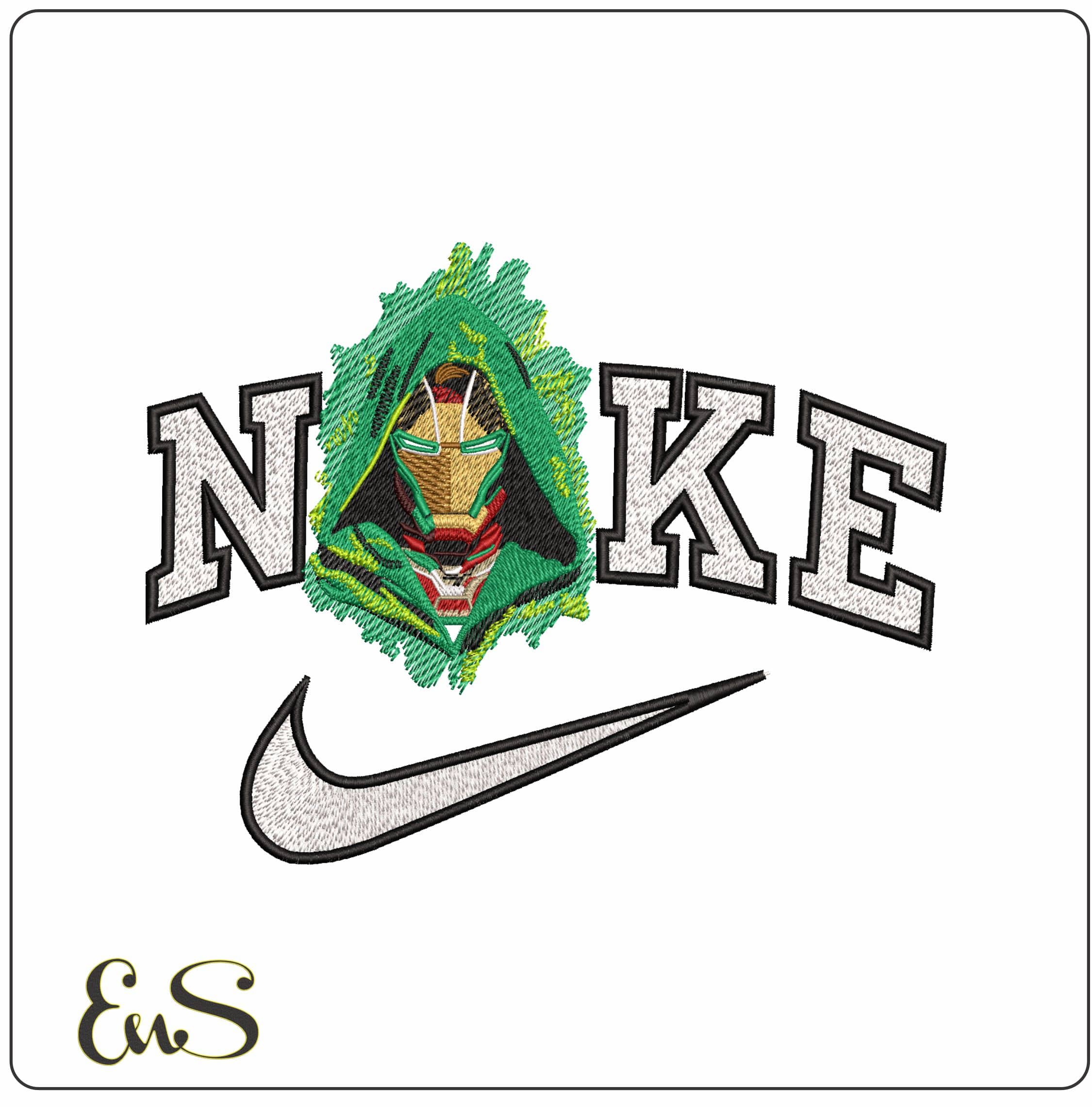 Nike Iron man as Doctor Doom Marvel Comics - Elegant embroidery design file - instant download