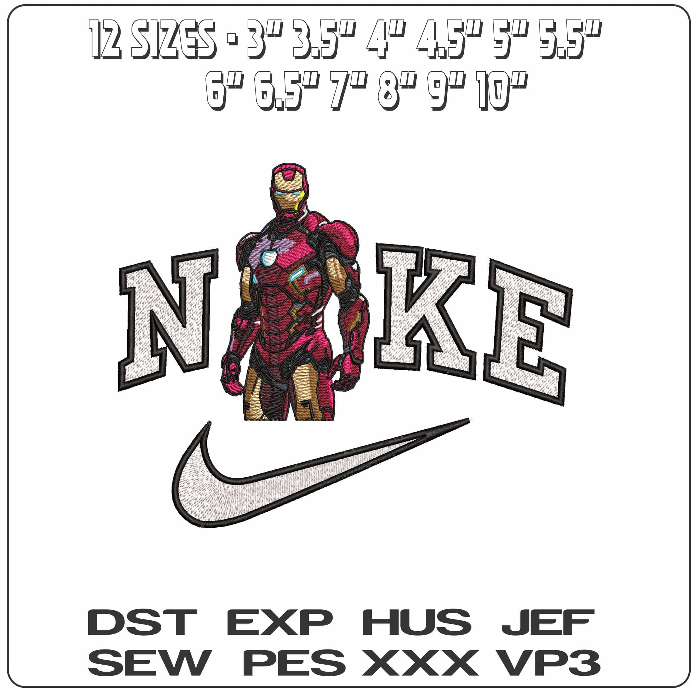 Nike Ironman Side on Marel Comics - Elegant embroidery design file - instant download — view 2