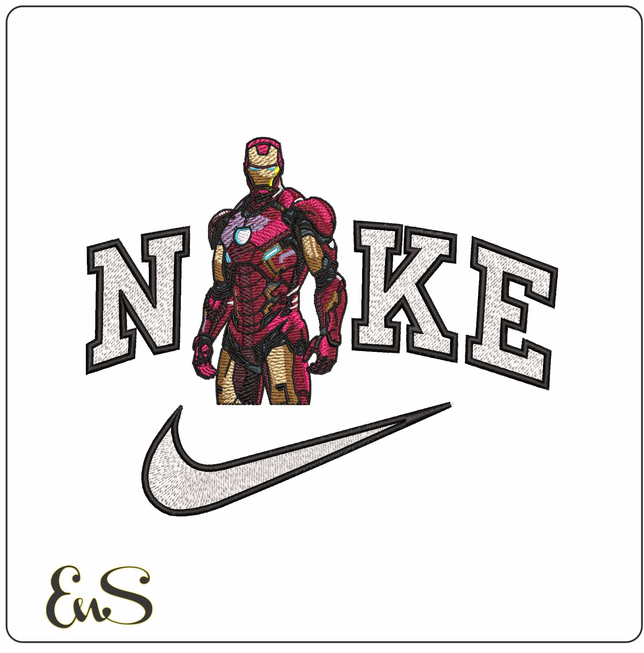 Nike Ironman Side on Marel Comics - Elegant embroidery design file - instant download