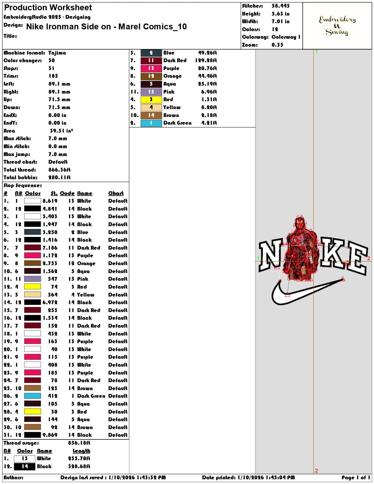 Nike Ironman Side on Marel Comics - Elegant embroidery design file - instant download — view 3