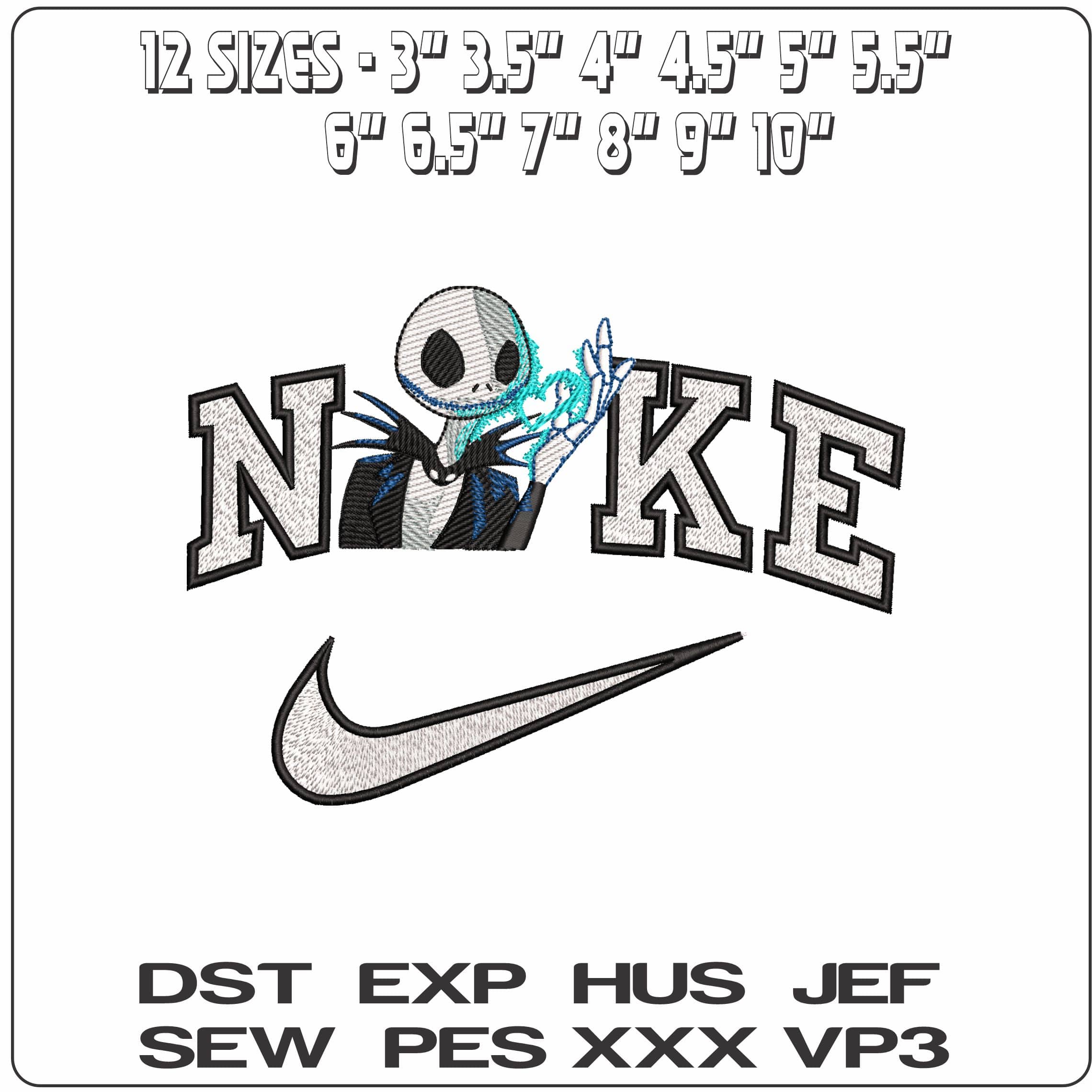 Nike Jack Skellington torso - Elegant embroidery design file - instant download — view 2