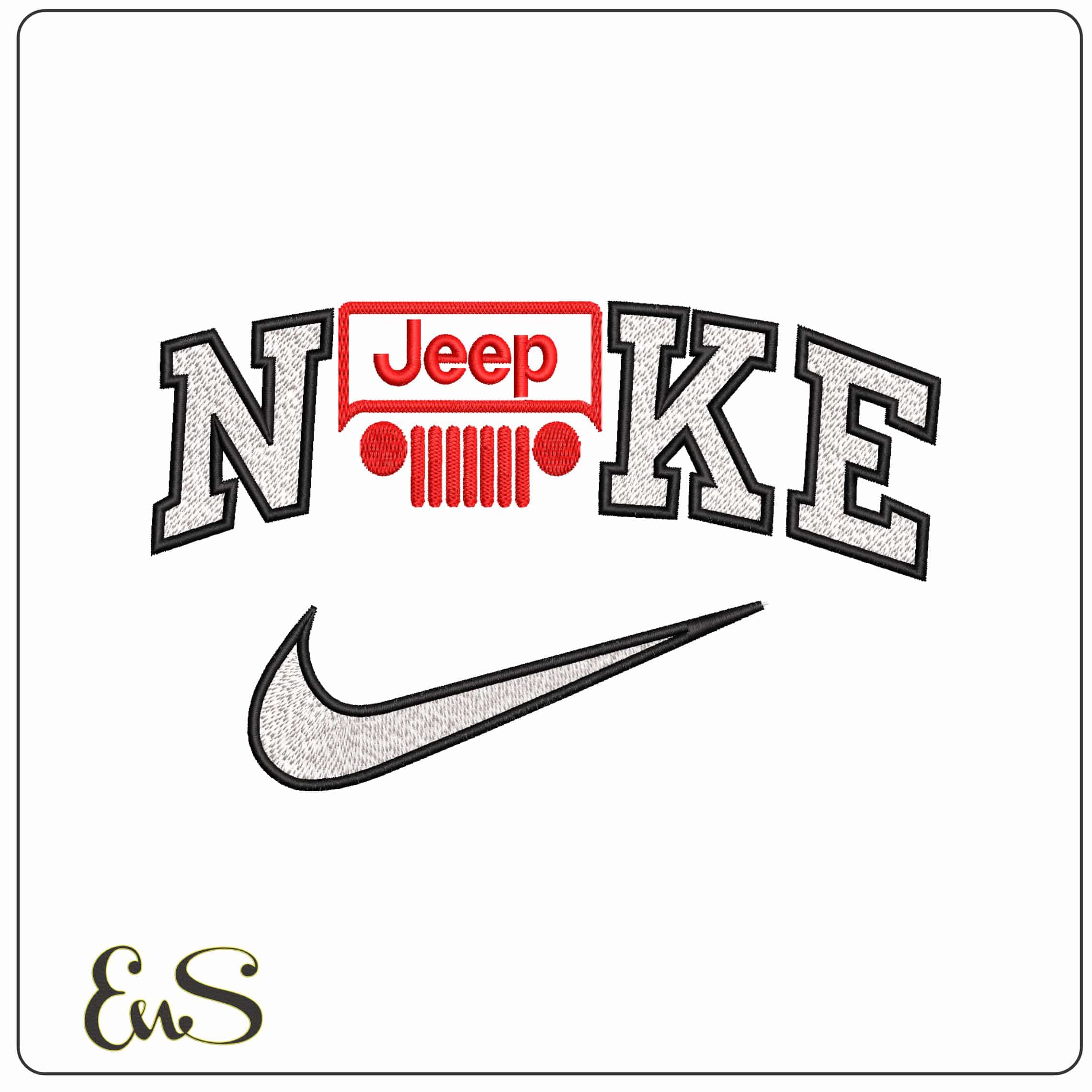 Nike Jeep Grille - Elegant embroidery design file - instant download