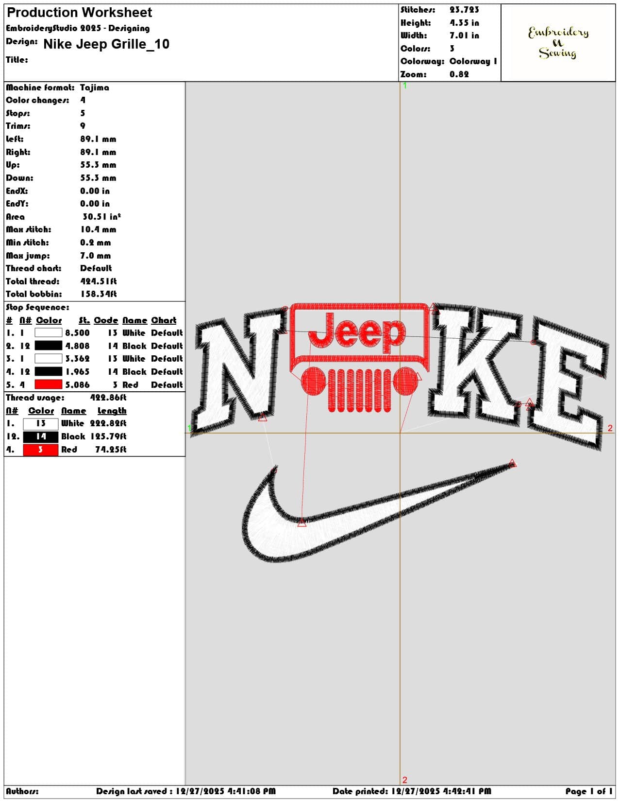 Nike Jeep Grille - Elegant embroidery design file - instant download — view 3