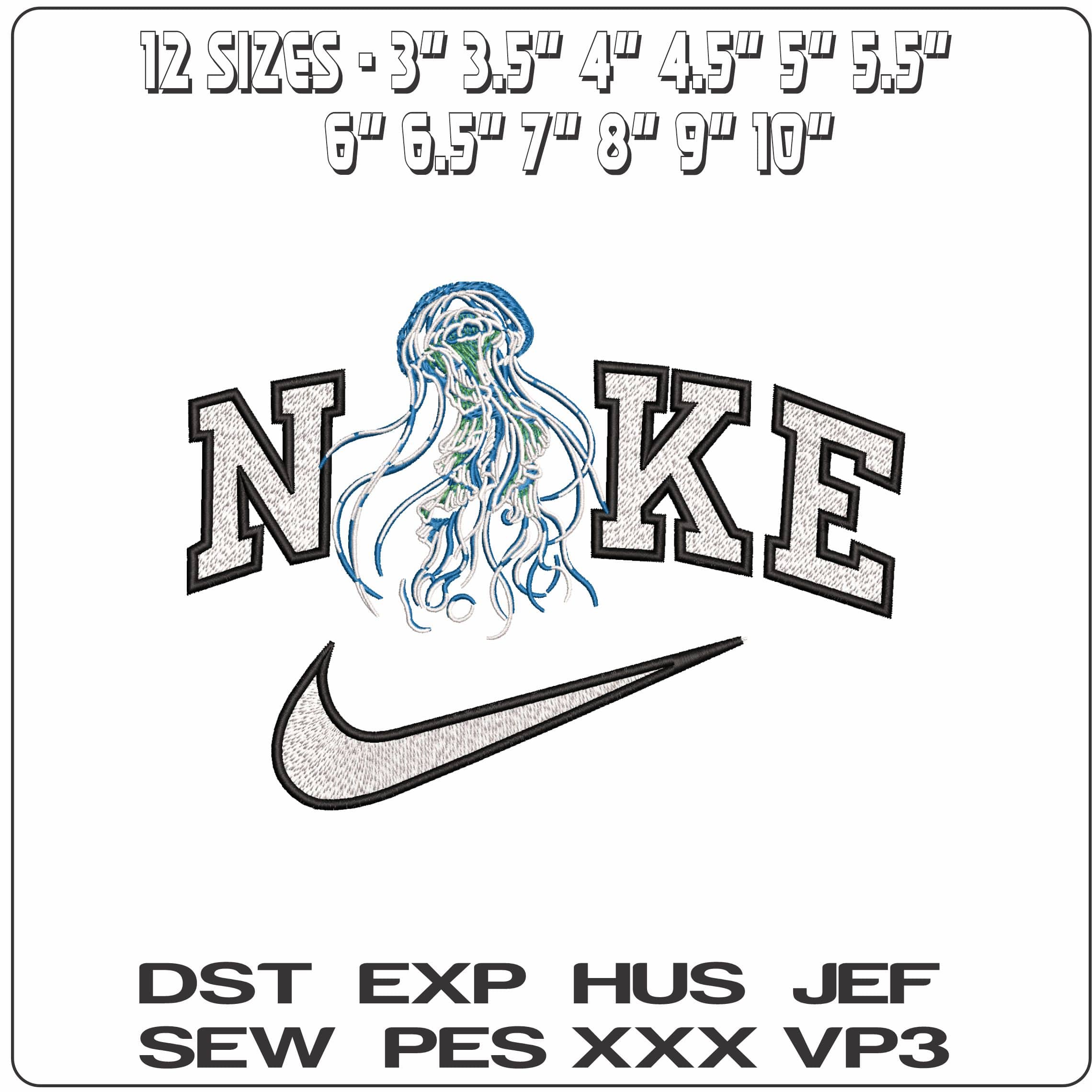 Nike Jelly fish Floating - Elegant embroidery design file - instant download — view 2