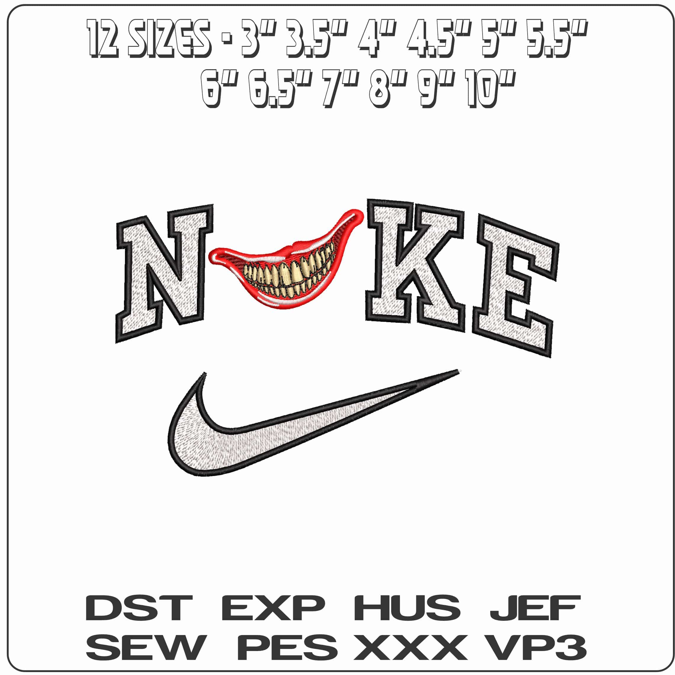 Nike Joker Smile - Elegant embroidery design file - instant download — view 2