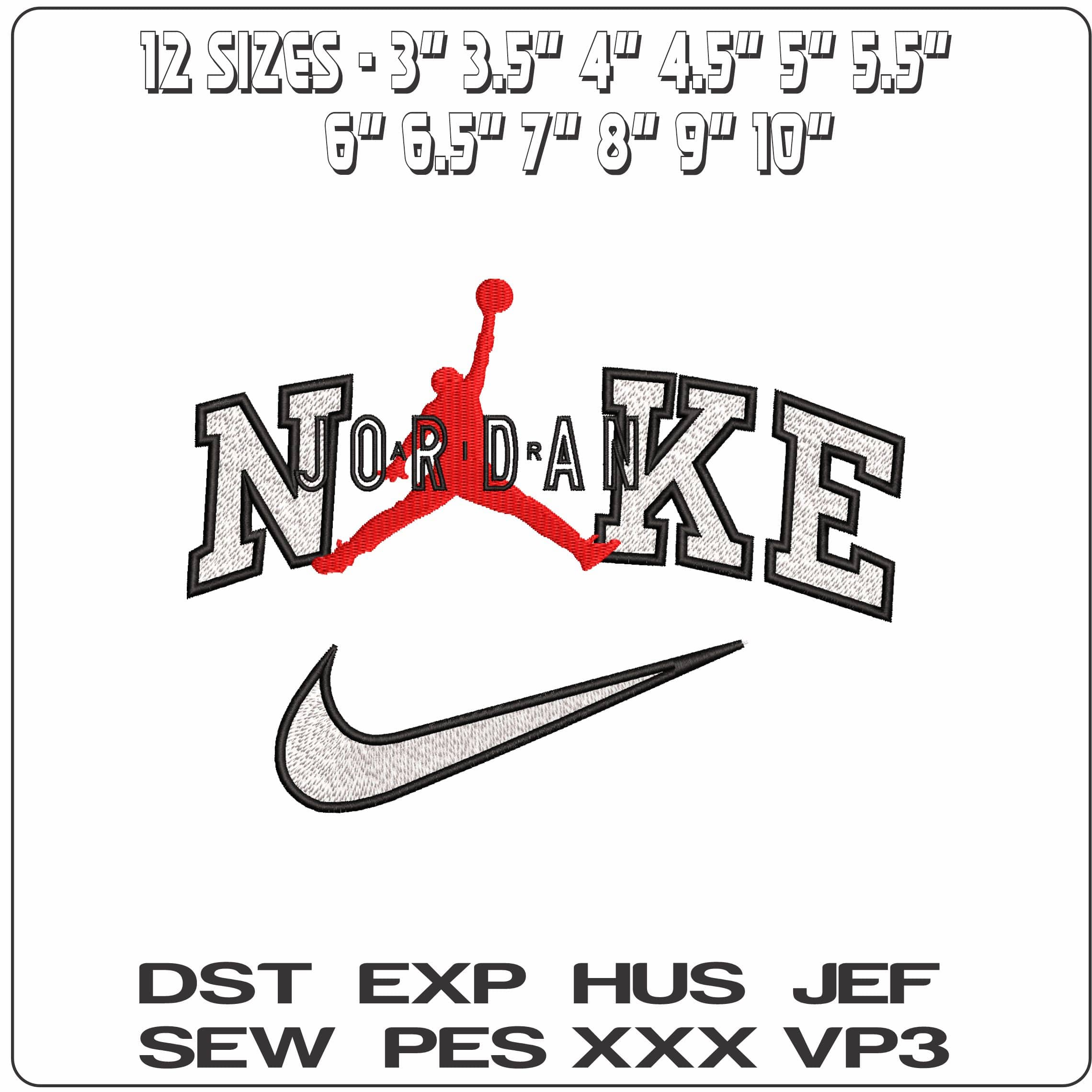 Nike Jordan Air OG Logo  - Elegant embroidery design file - instant download — view 2