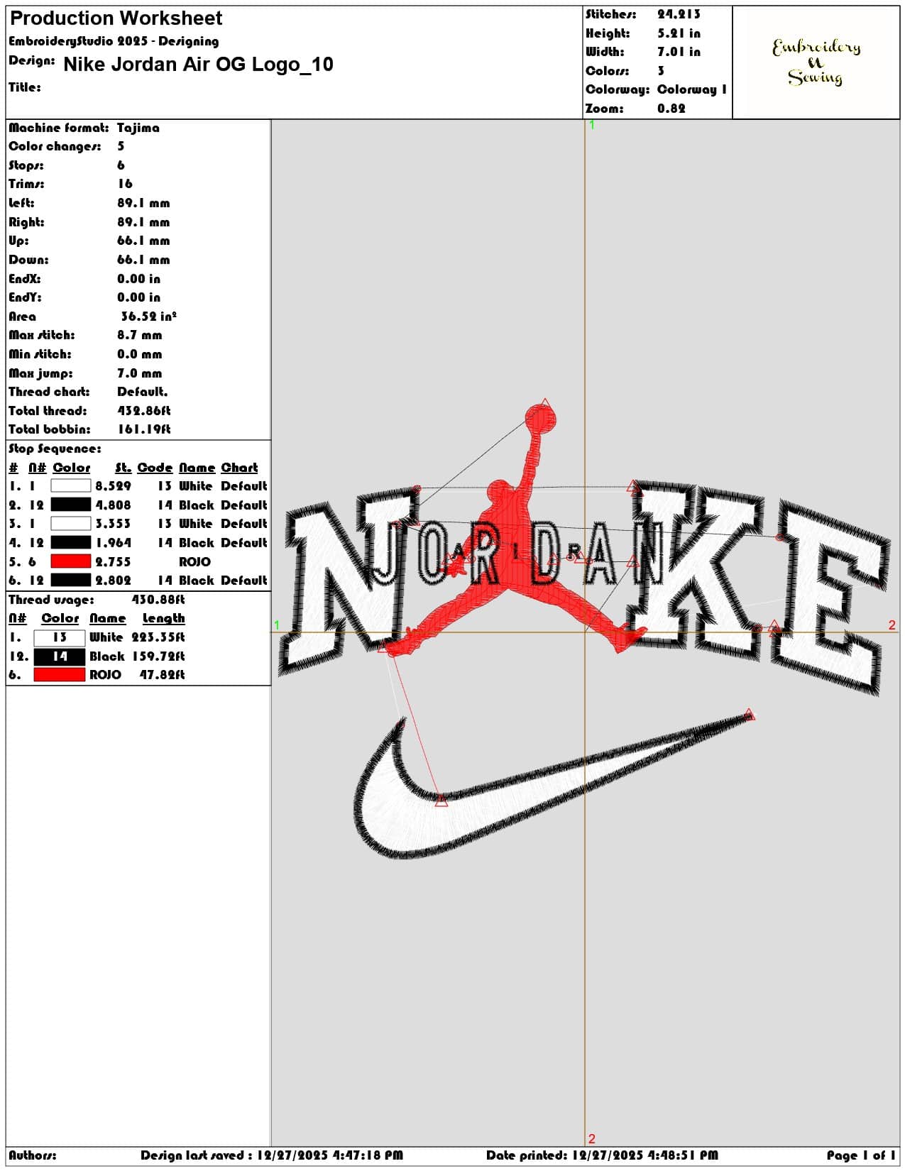 Nike Jordan Air OG Logo  - Elegant embroidery design file - instant download — view 3
